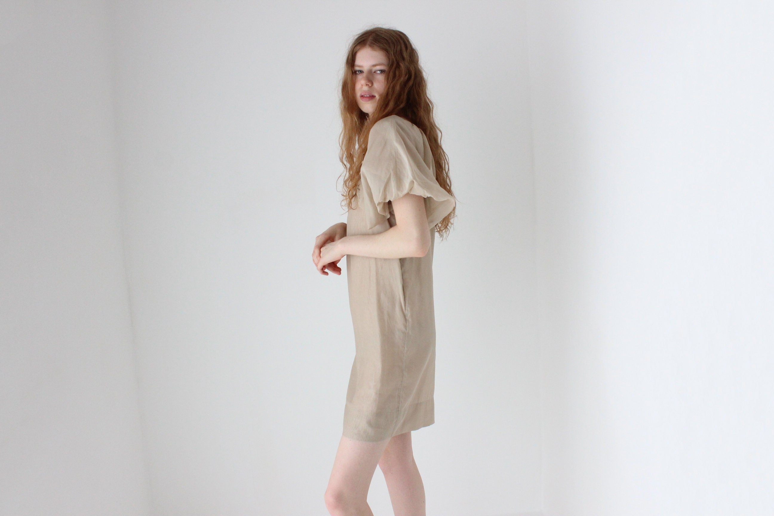 2000s Stella McCartney Pure Silk Organza Puff Mini Dress