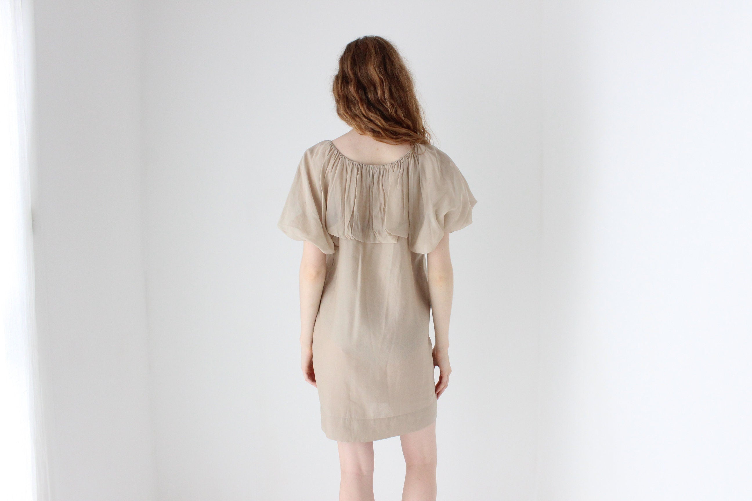 2000s Stella McCartney Pure Silk Organza Puff Mini Dress