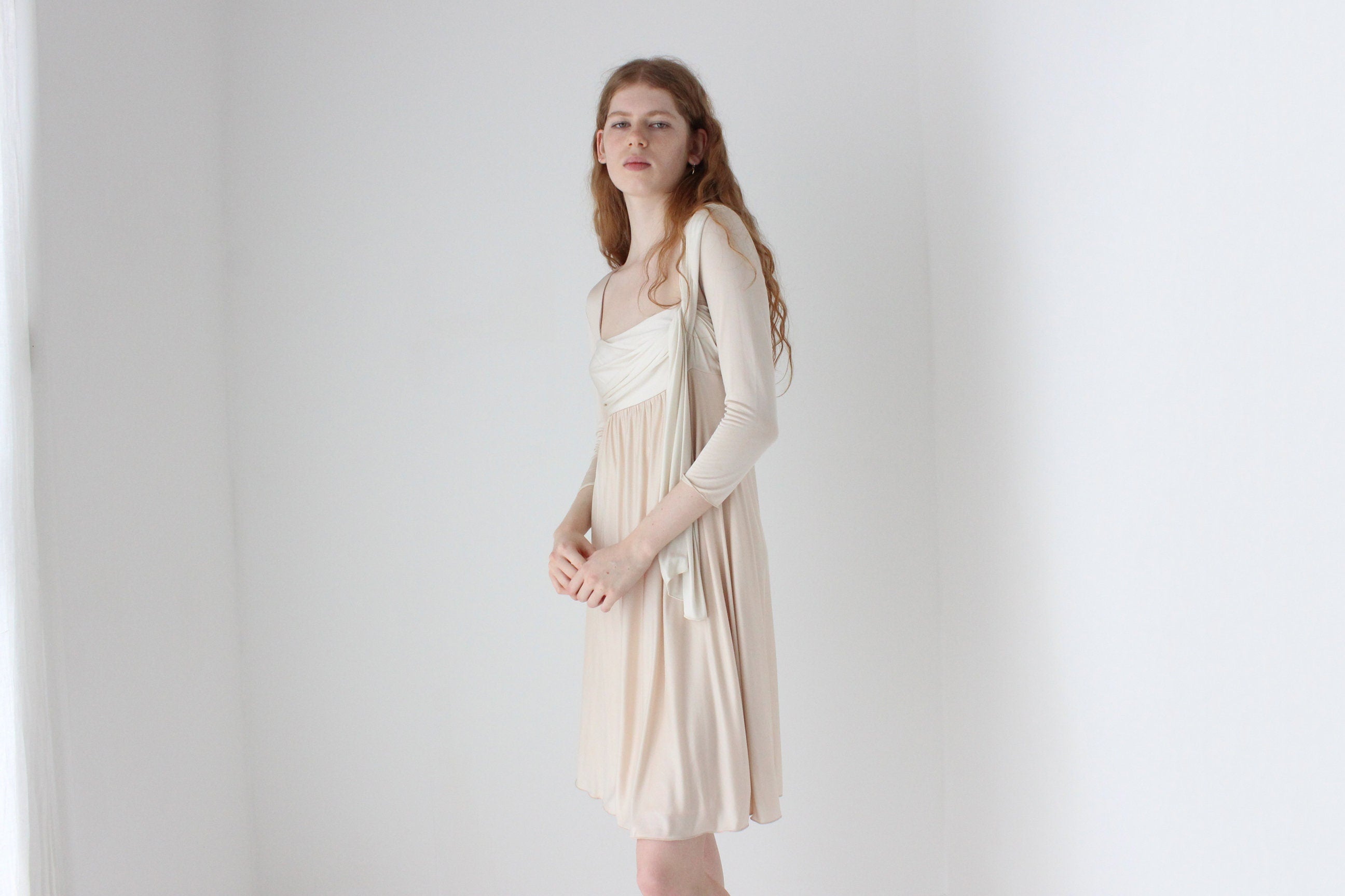 1990s SPORTMAX ITALY Draped Silk Jersey Dress