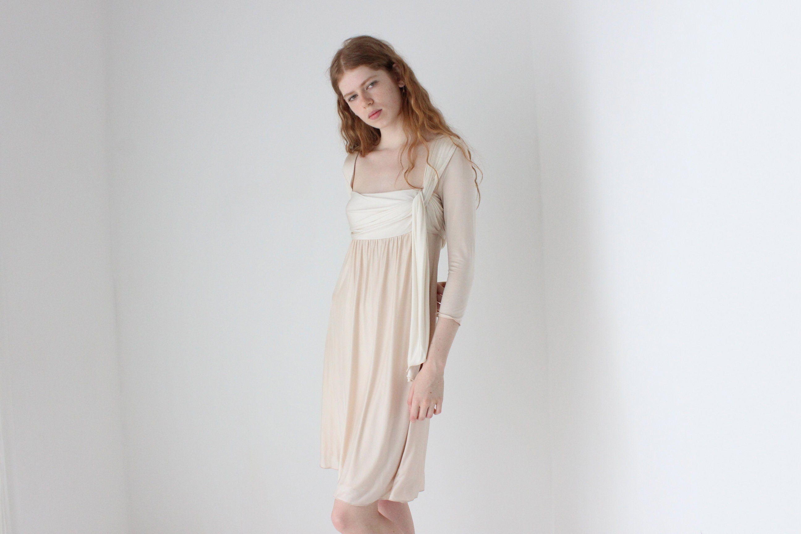 1990s SPORTMAX ITALY Draped Silk Jersey Dress