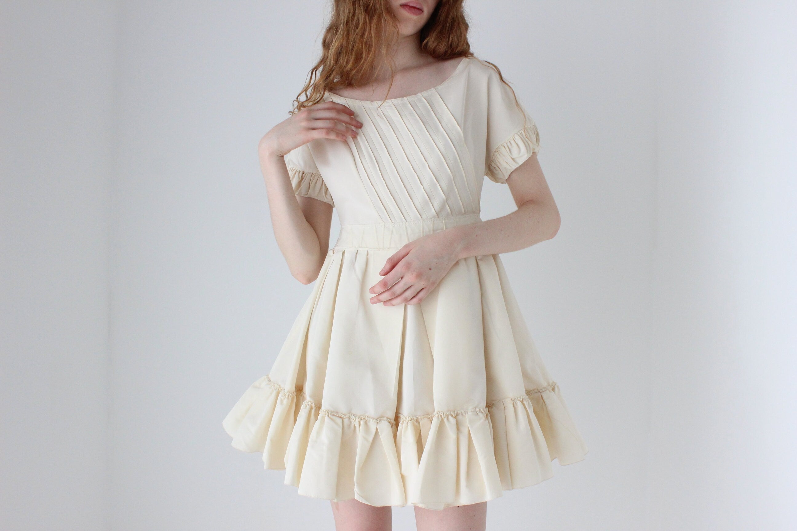PRADA S/S 2008 Cream Silk Taffeta Puff & Ruffle Fairy Dress
