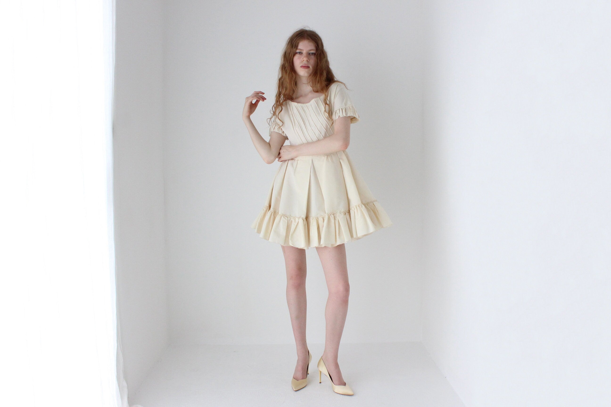 PRADA S/S 2008 Cream Silk Taffeta Puff & Ruffle Fairy Dress