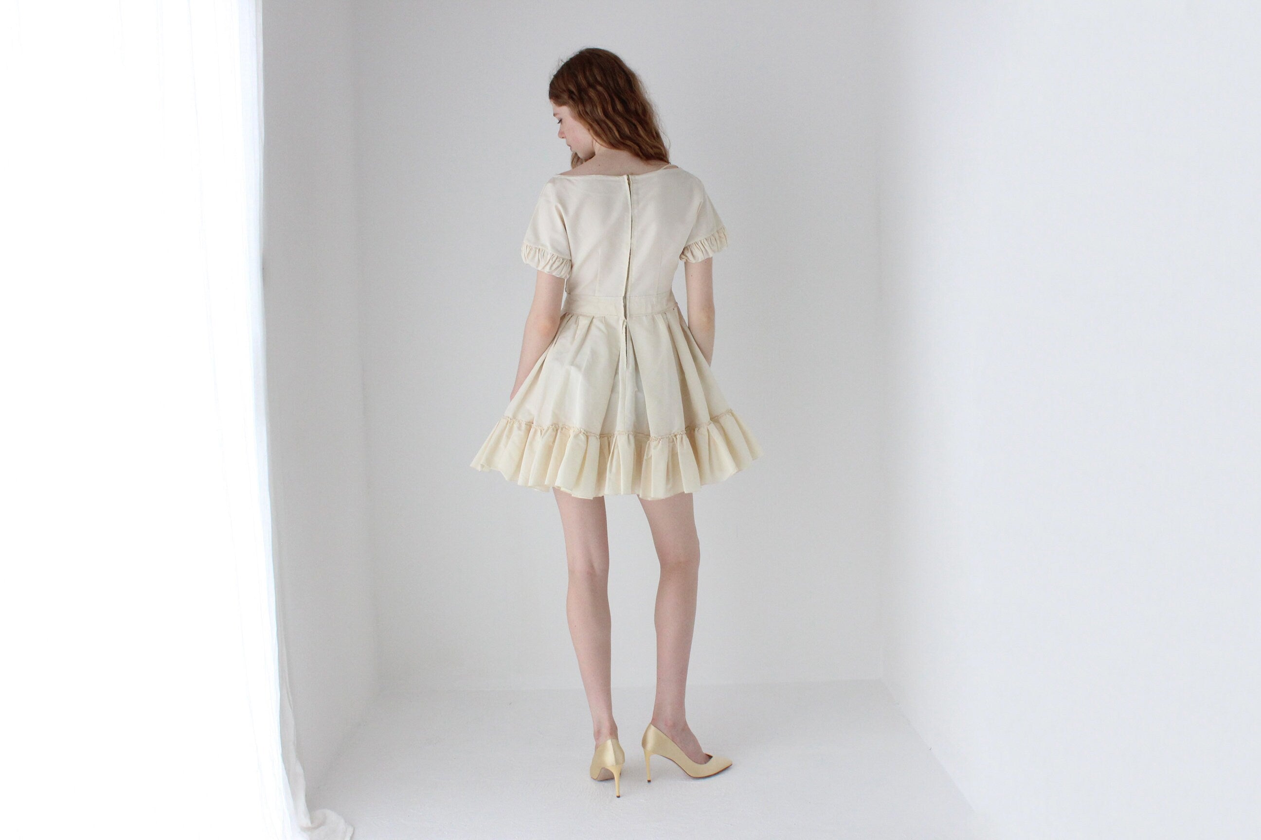 PRADA S/S 2008 Cream Silk Taffeta Puff & Ruffle Fairy Dress