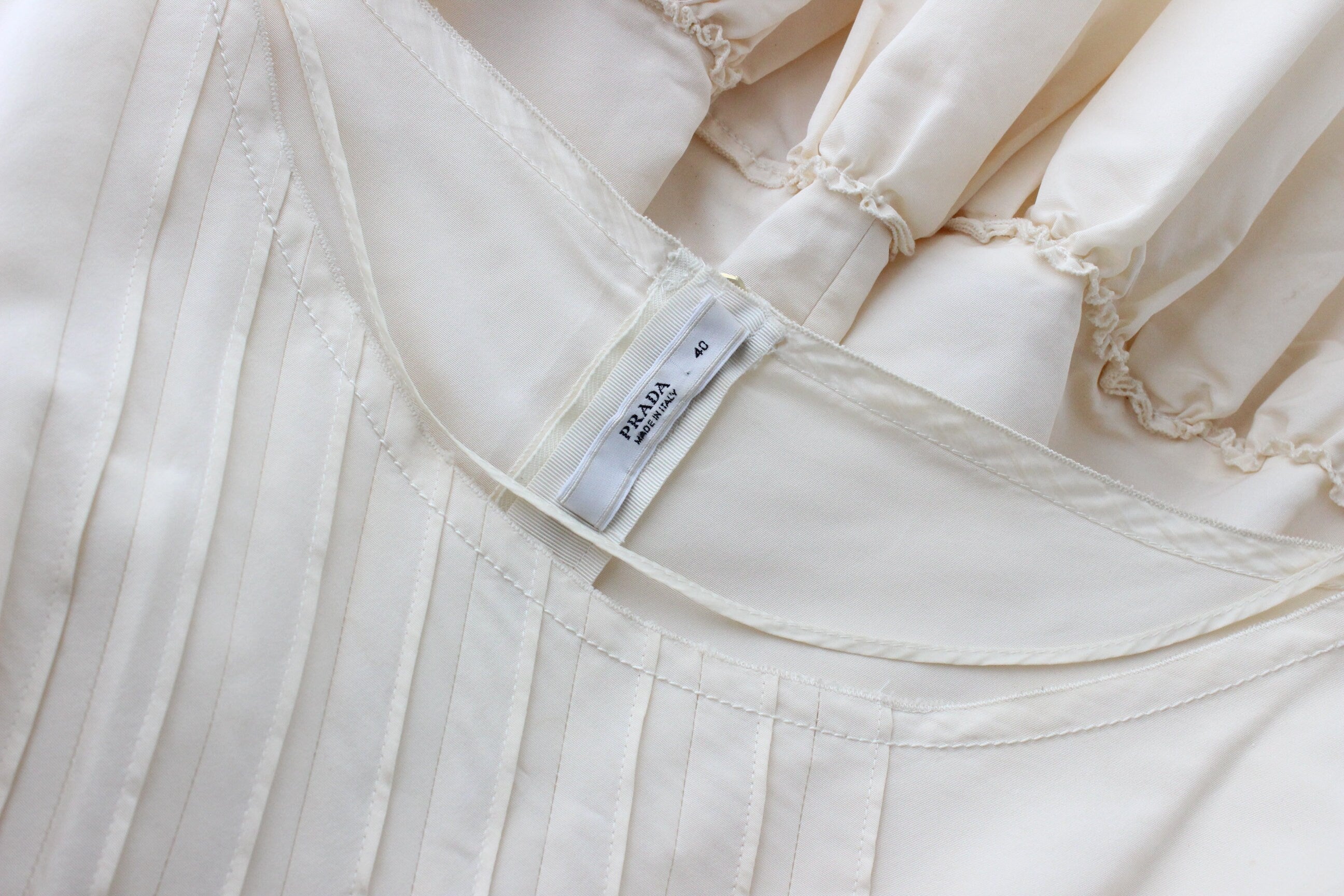 PRADA S/S 2008 Cream Silk Taffeta Puff & Ruffle Fairy Dress