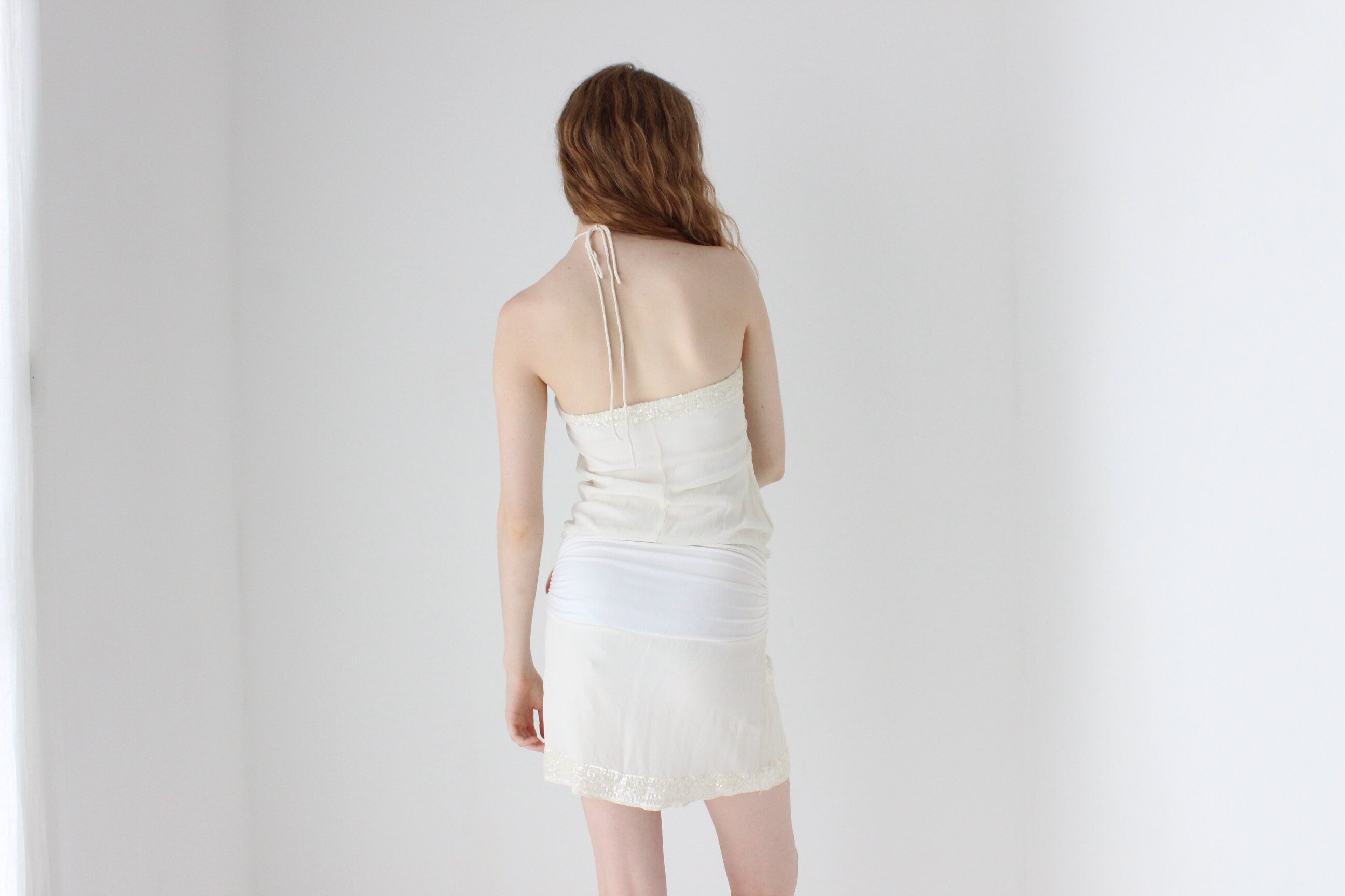 Y2K Seduce Silk & Sequin Halter Mini