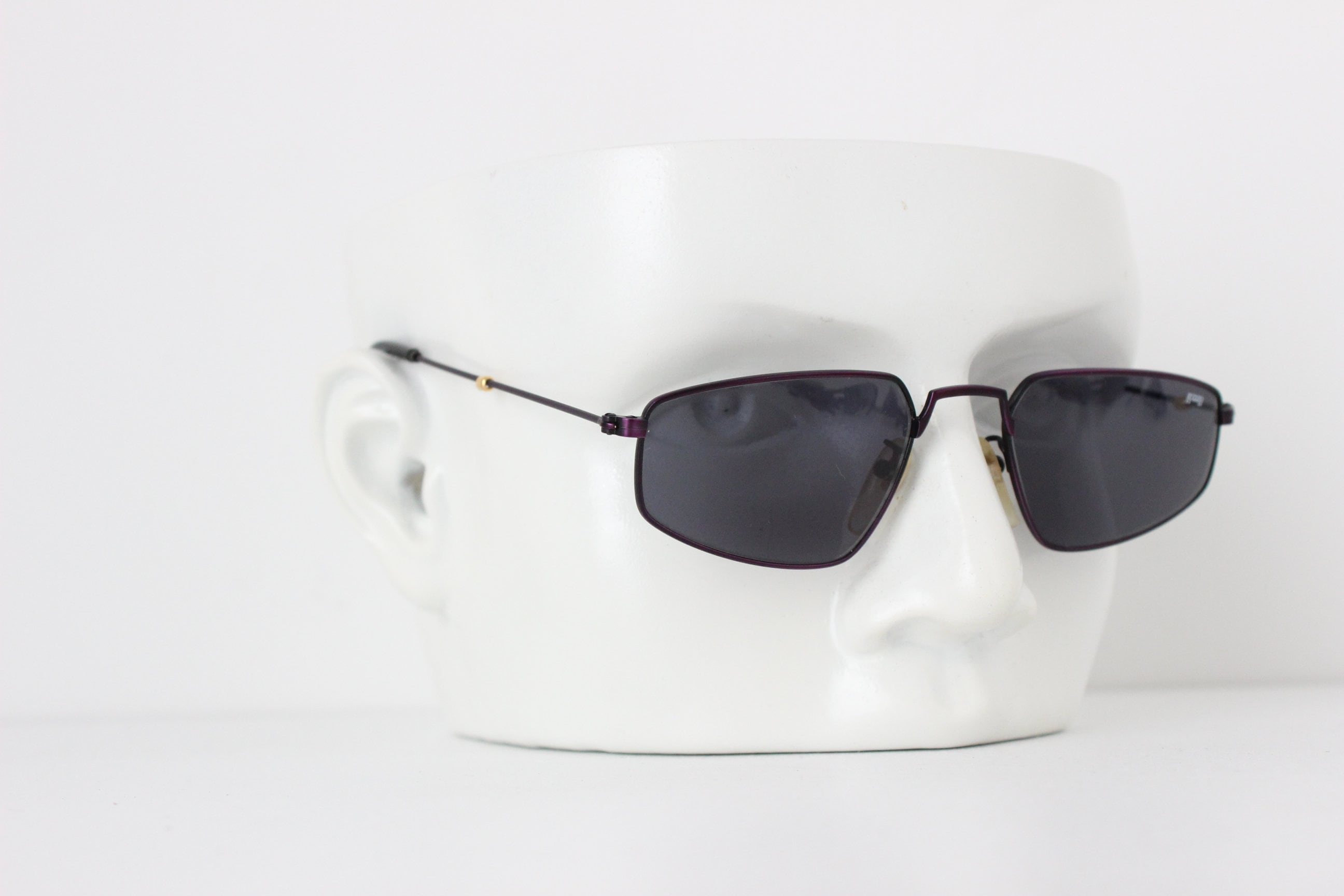 90s Le Club Actif Italy Matte Purple Metal Geometric Sunglasses