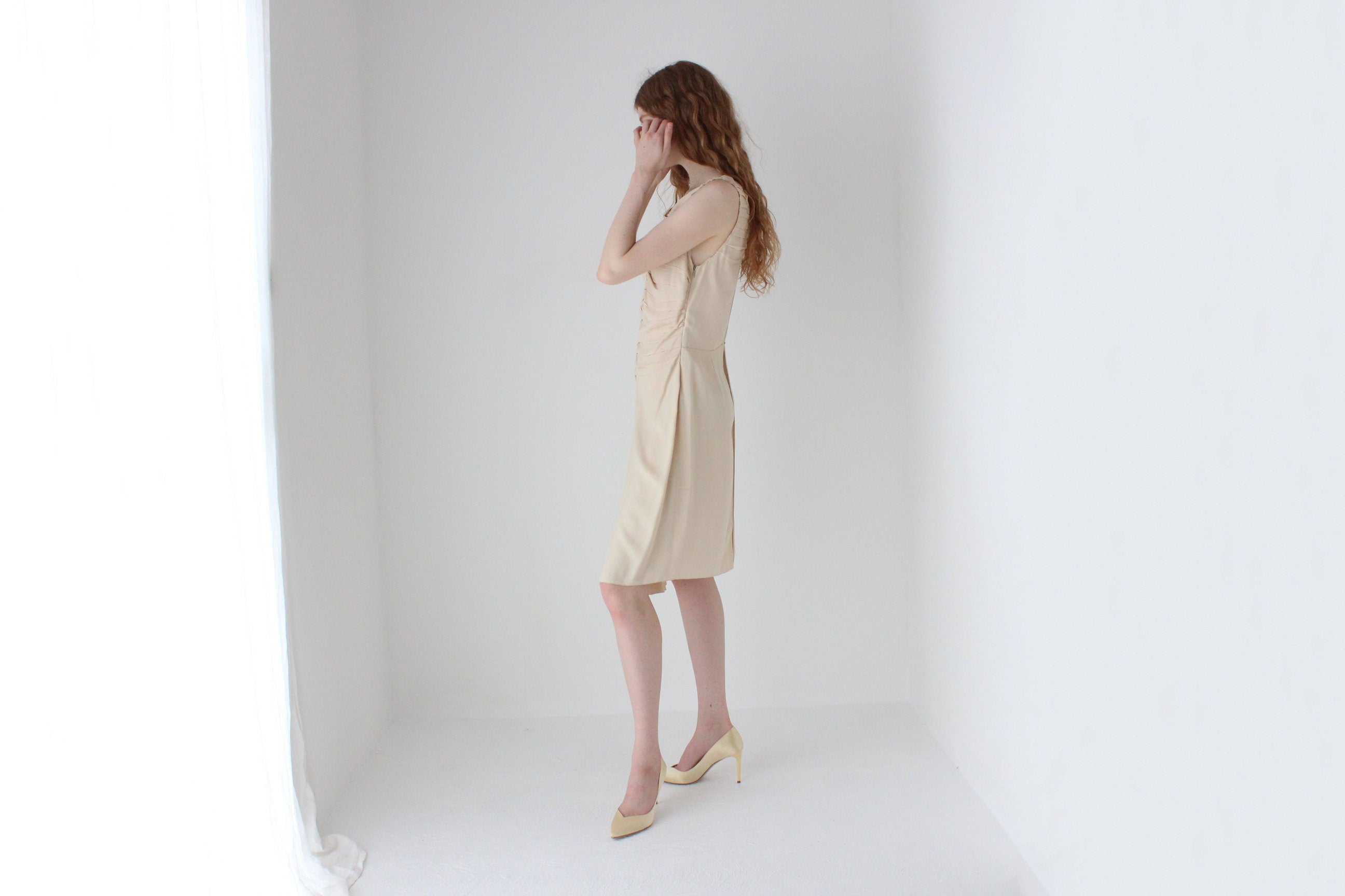 PRADA S/S 2006 Textural Crepe Plunge Neck Cocktail Dress