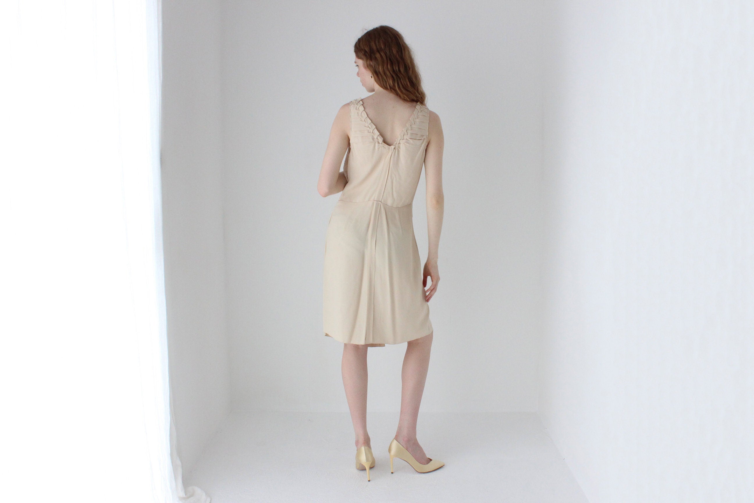 PRADA S/S 2006 Textural Crepe Plunge Neck Cocktail Dress