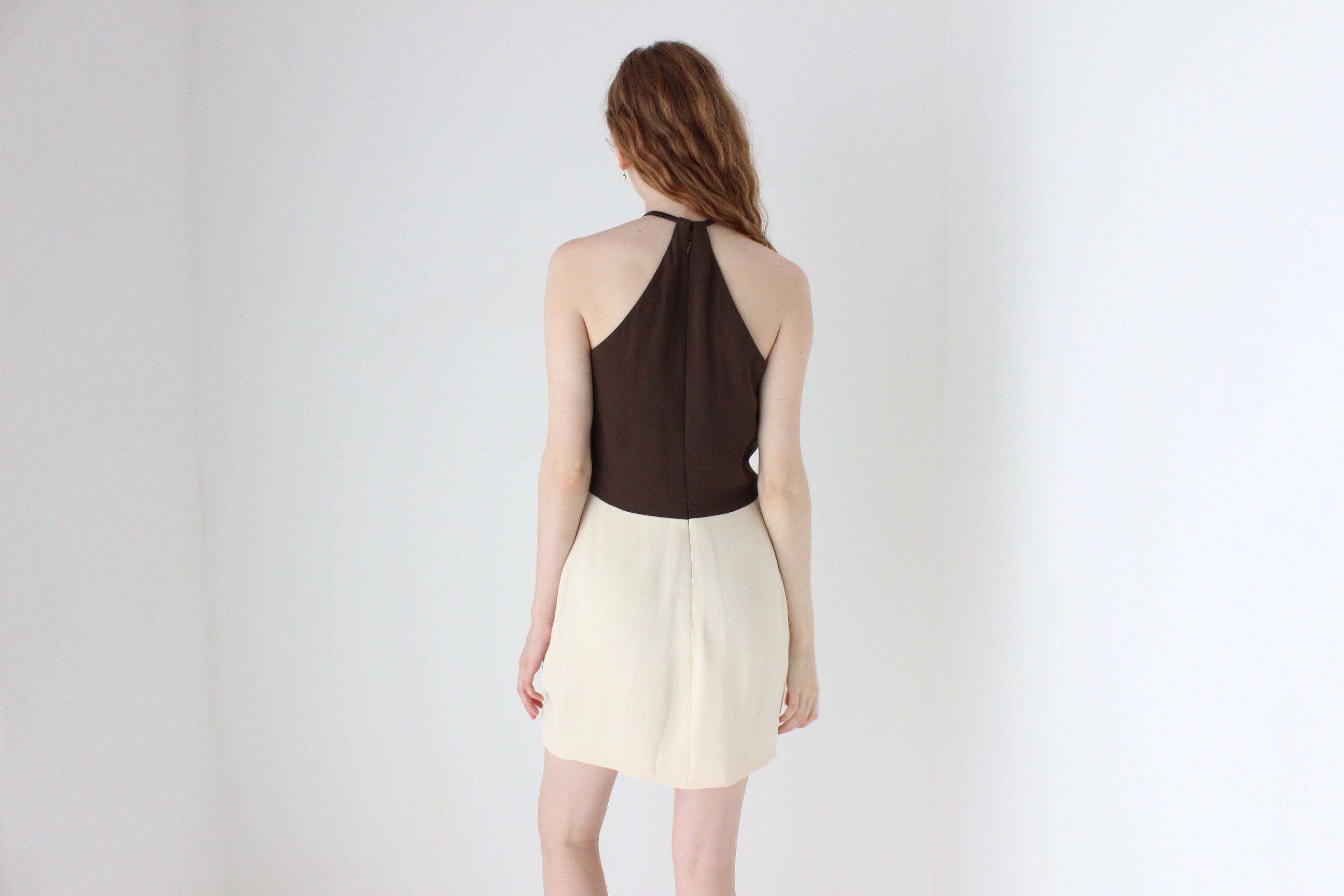 1990s VERA WANG Chocolate & Ivory Mini Dress