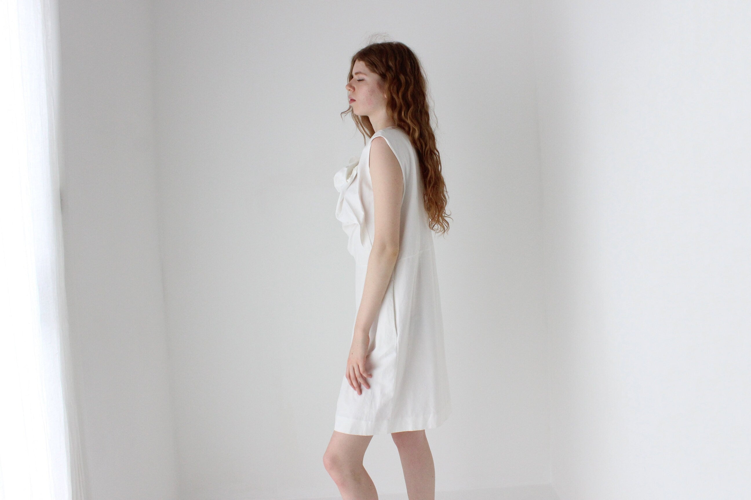 2000s MARNI White Cotton/Silk 3D Origami 'Bow' Dress