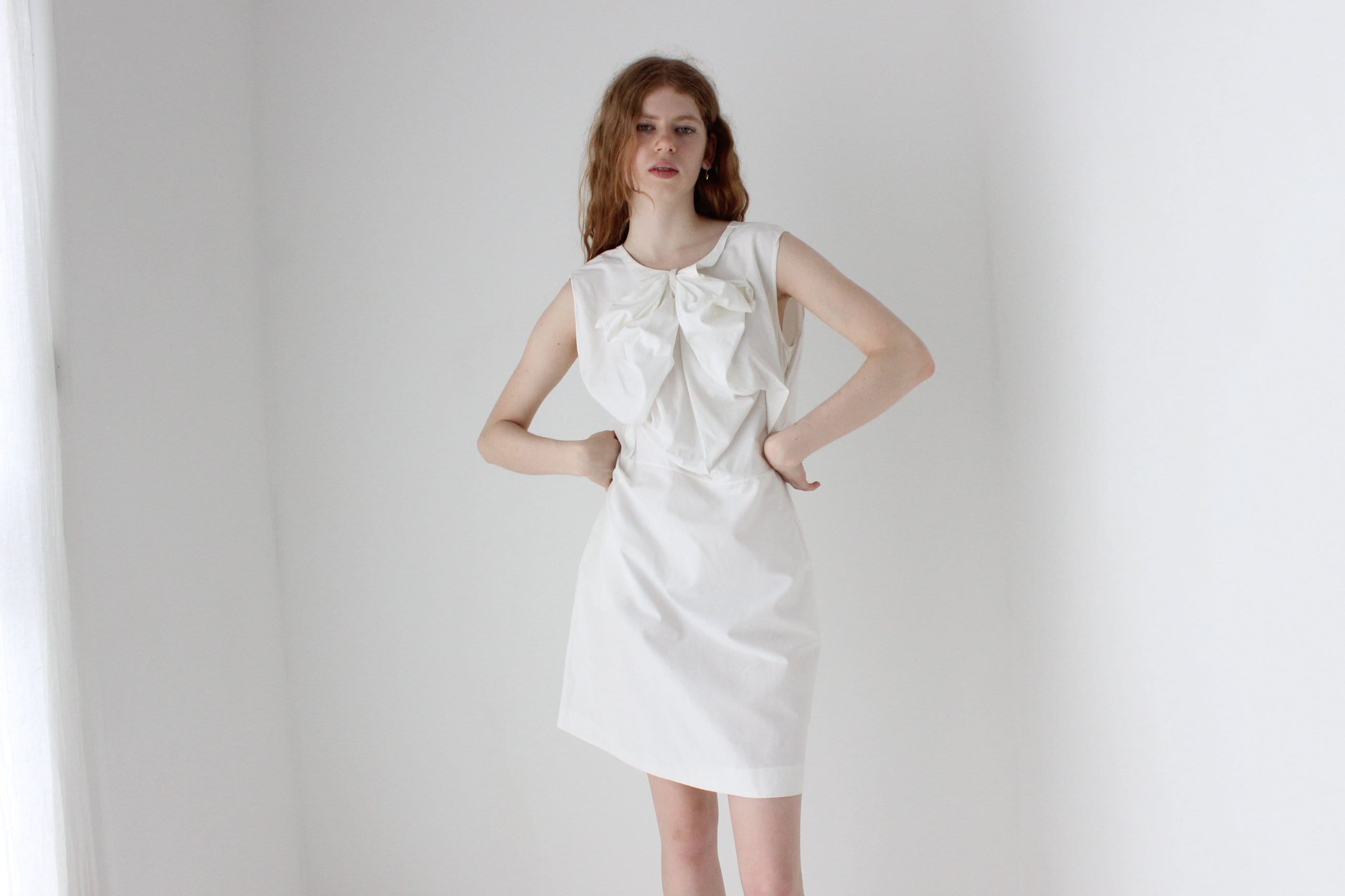 2000s MARNI White Cotton/Silk 3D Origami 'Bow' Dress
