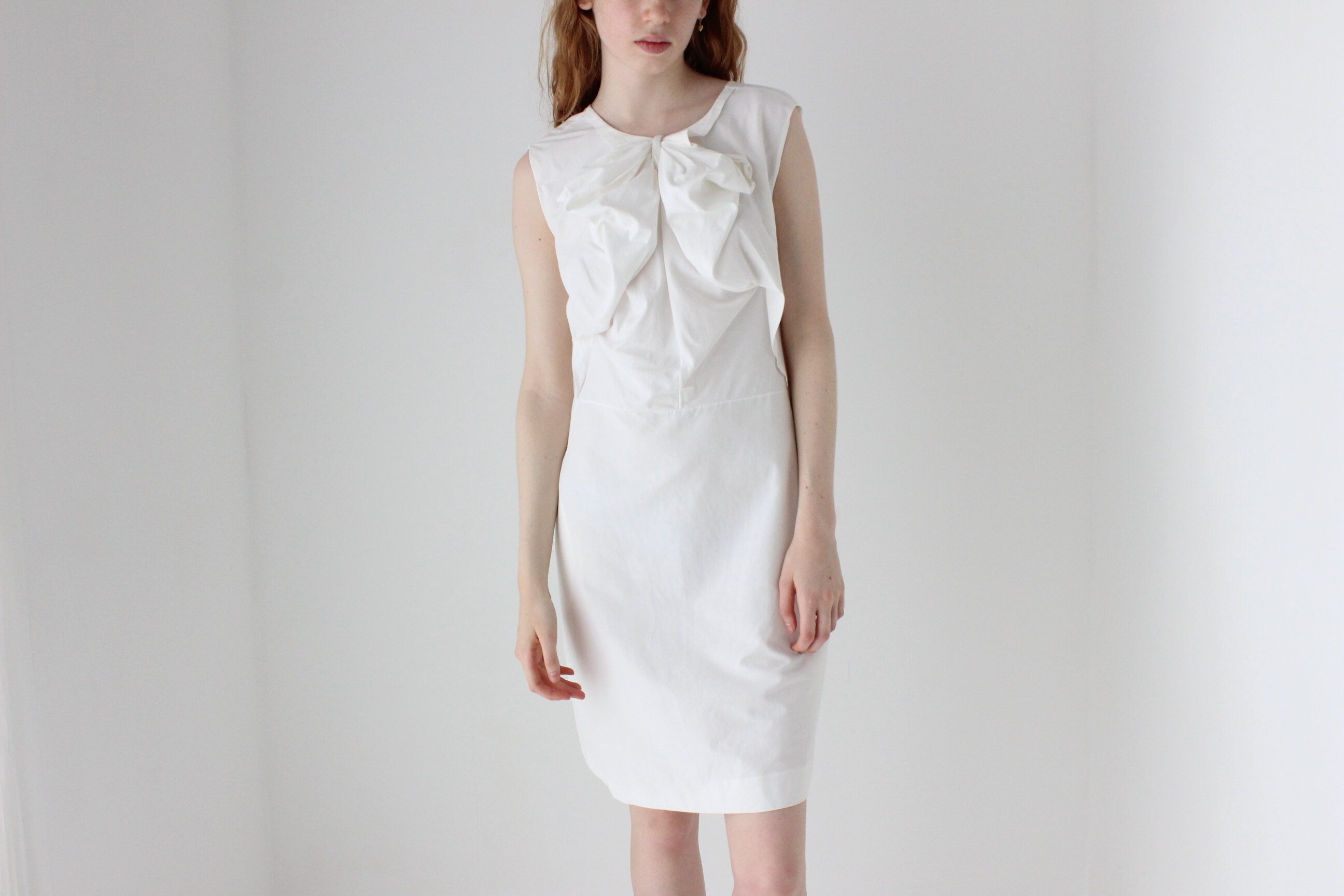 2000s MARNI White Cotton/Silk 3D Origami 'Bow' Dress