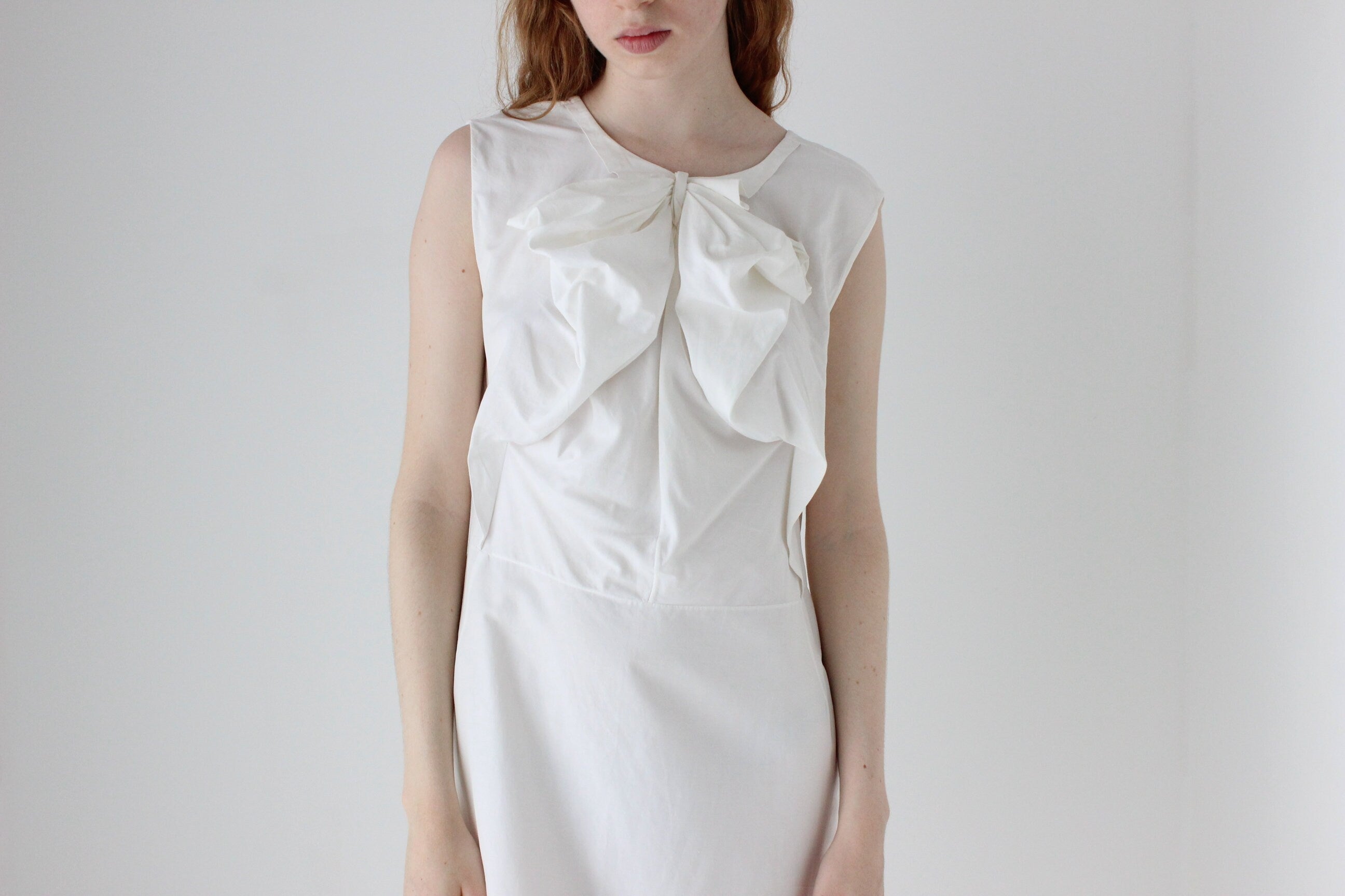 2000s MARNI White Cotton/Silk 3D Origami 'Bow' Dress