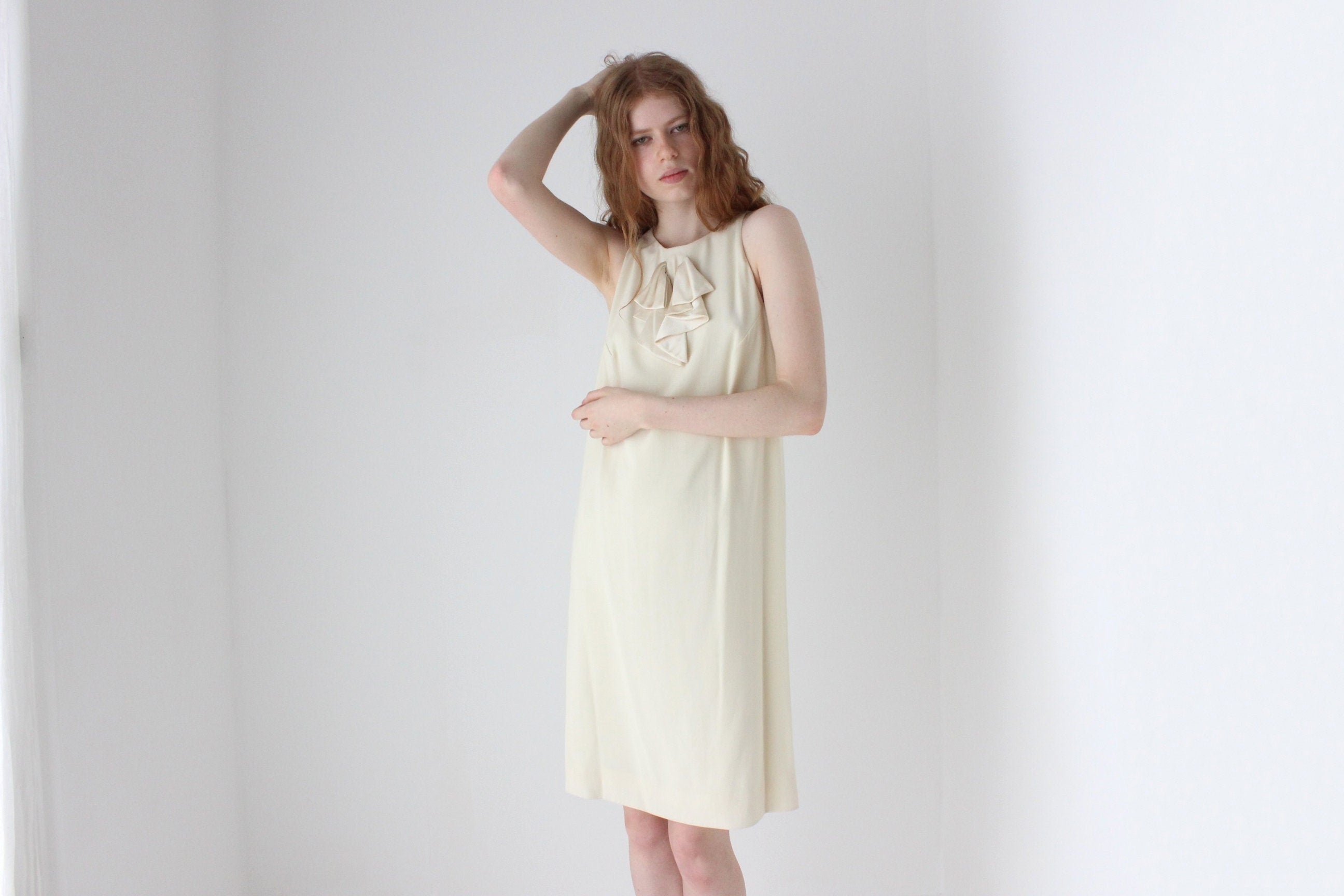 1990s VALENTINO Sleeveless Wool Dress w/ Silk Bow