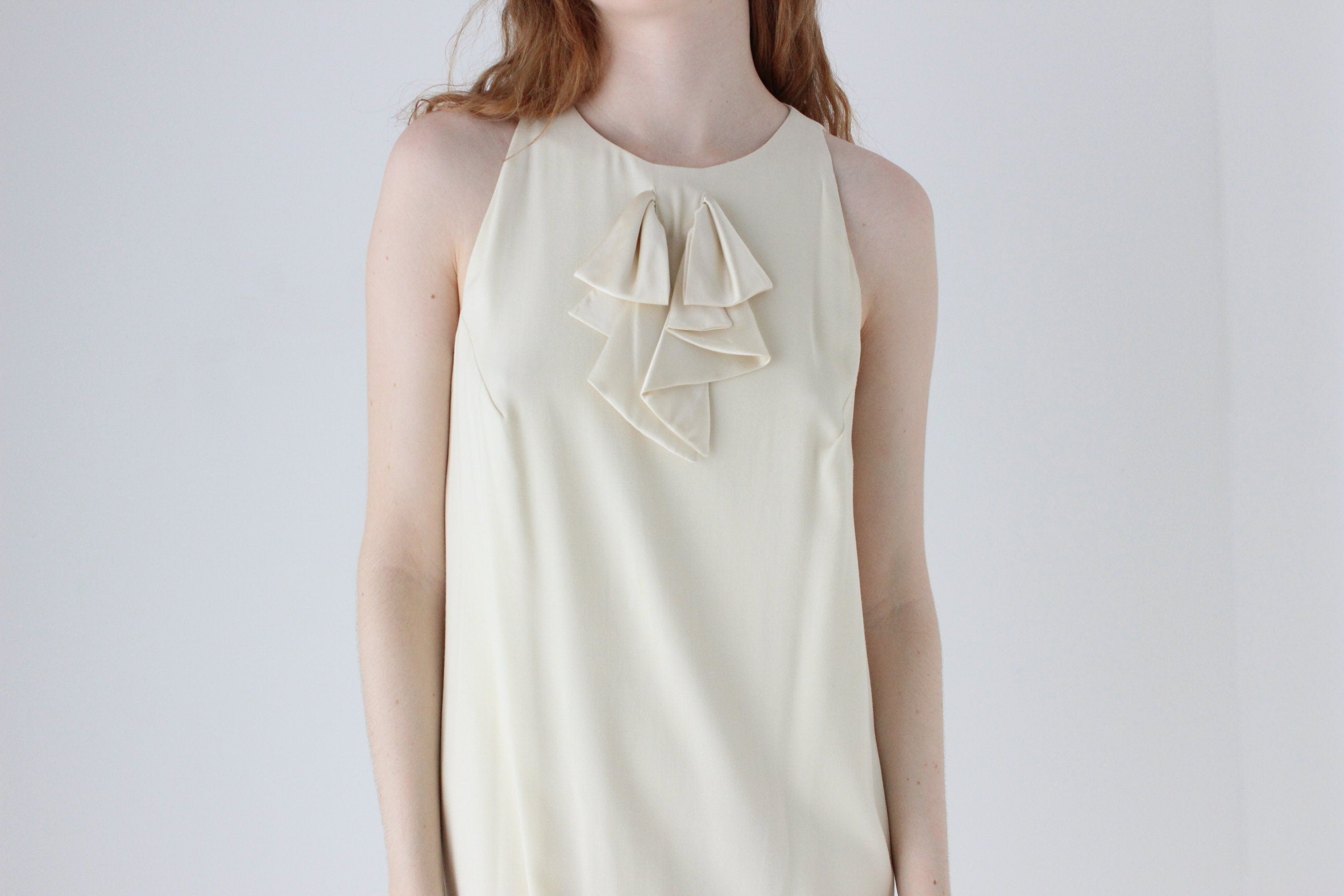 1990s VALENTINO Sleeveless Wool Dress w/ Silk Bow
