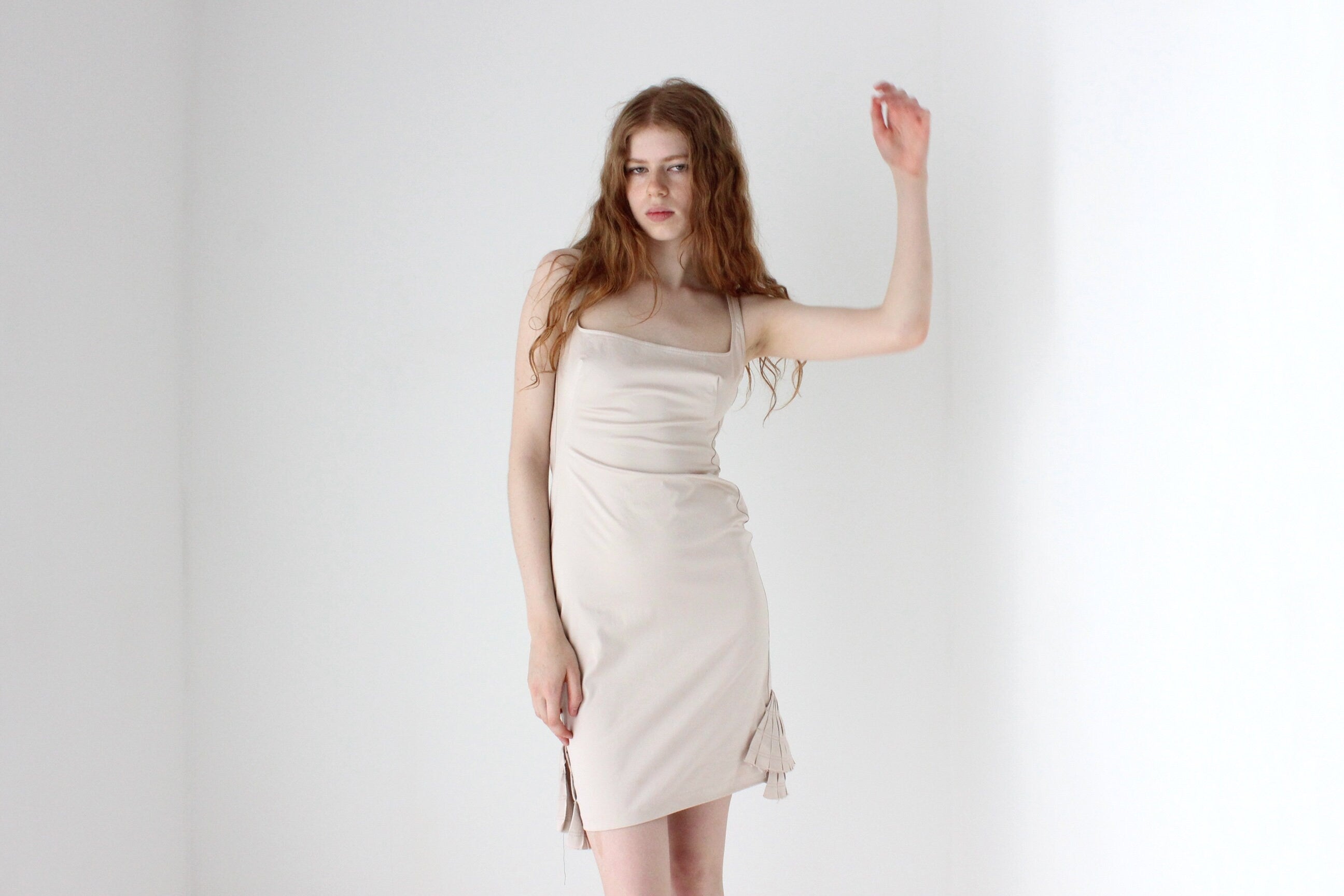 GUCCI By Tom Ford Sexiest Pale Pink Cocktail Dress w/ Fan Bustle