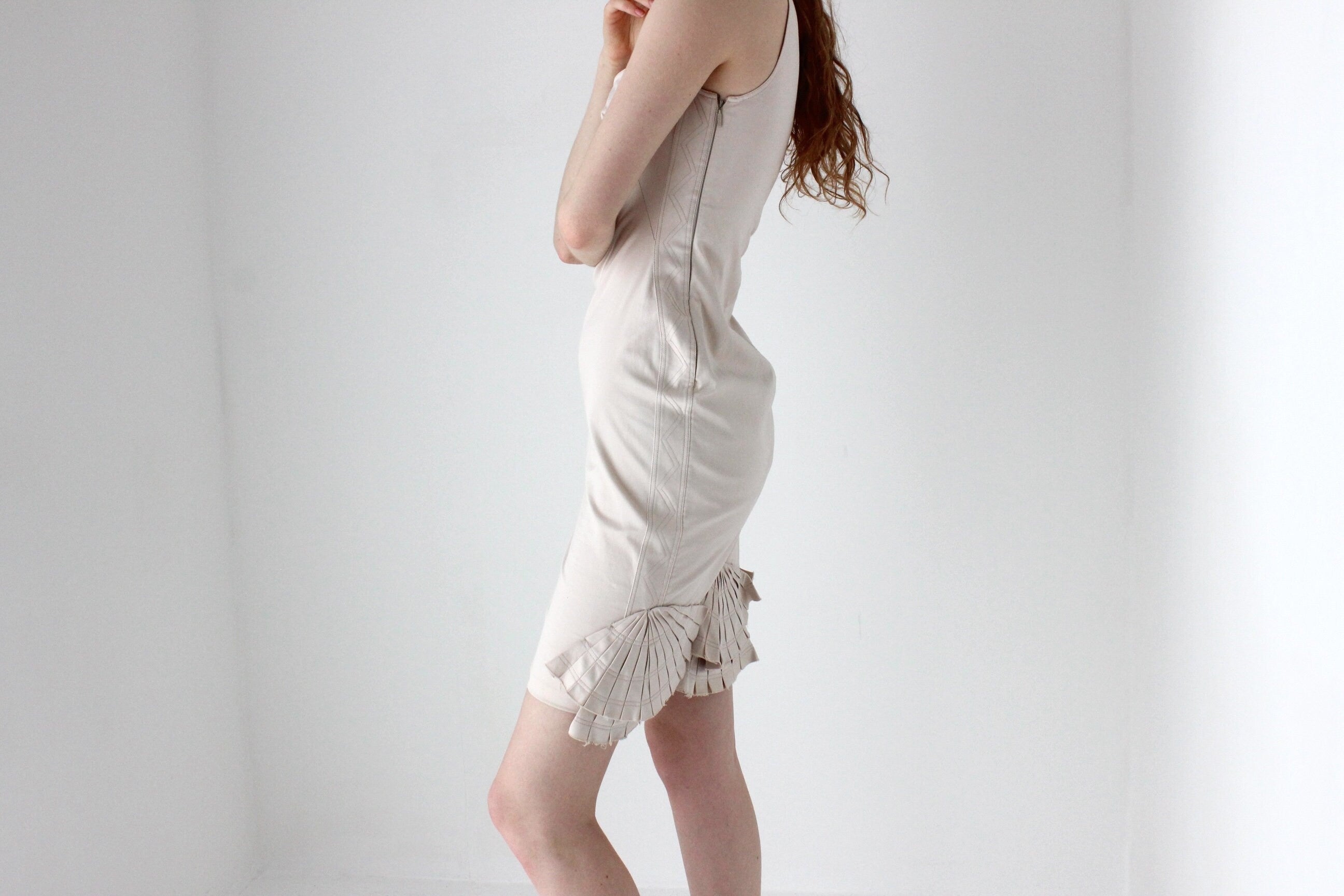 GUCCI By Tom Ford Sexiest Pale Pink Cocktail Dress w/ Fan Bustle