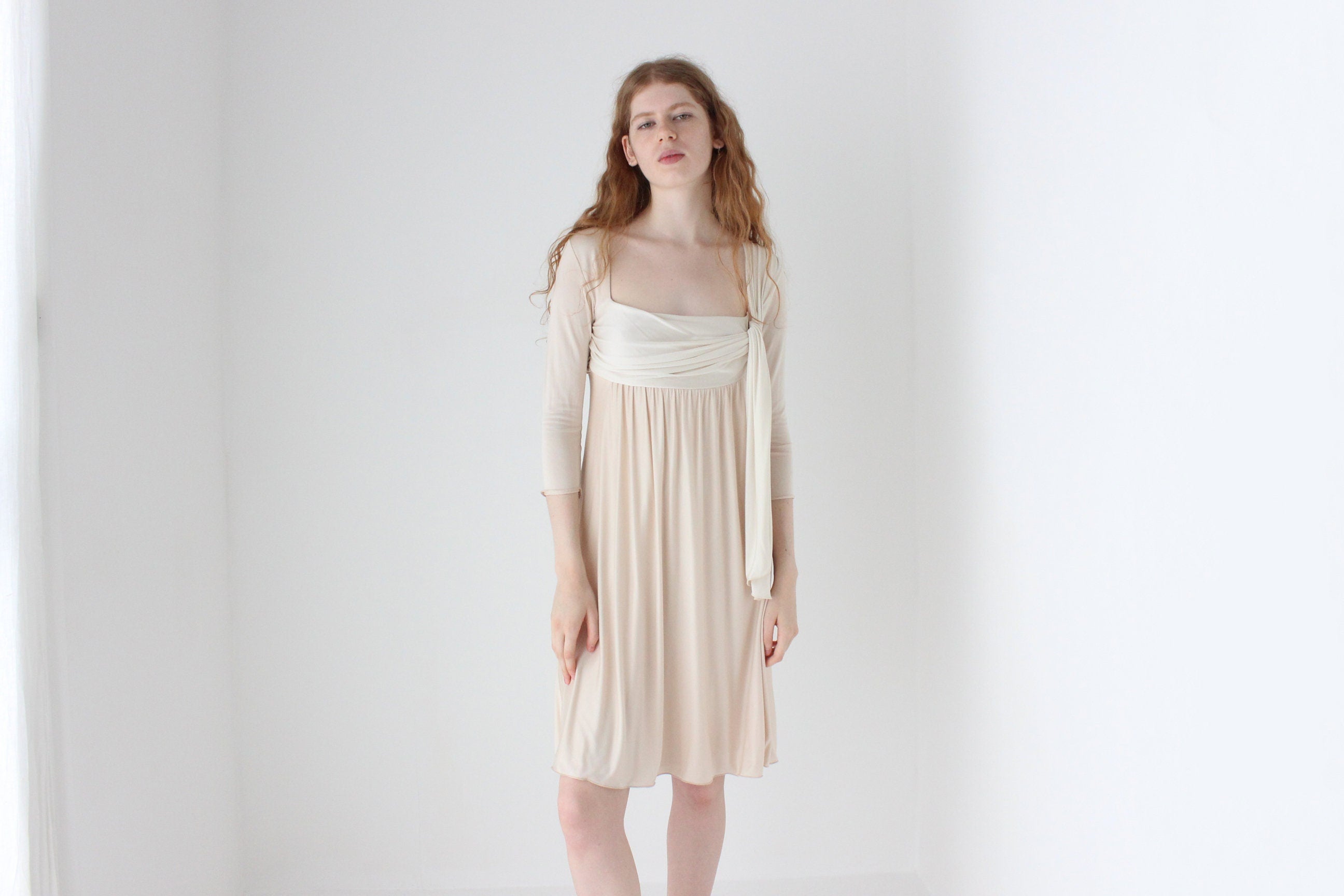 1990s SPORTMAX ITALY Draped Silk Jersey Dress