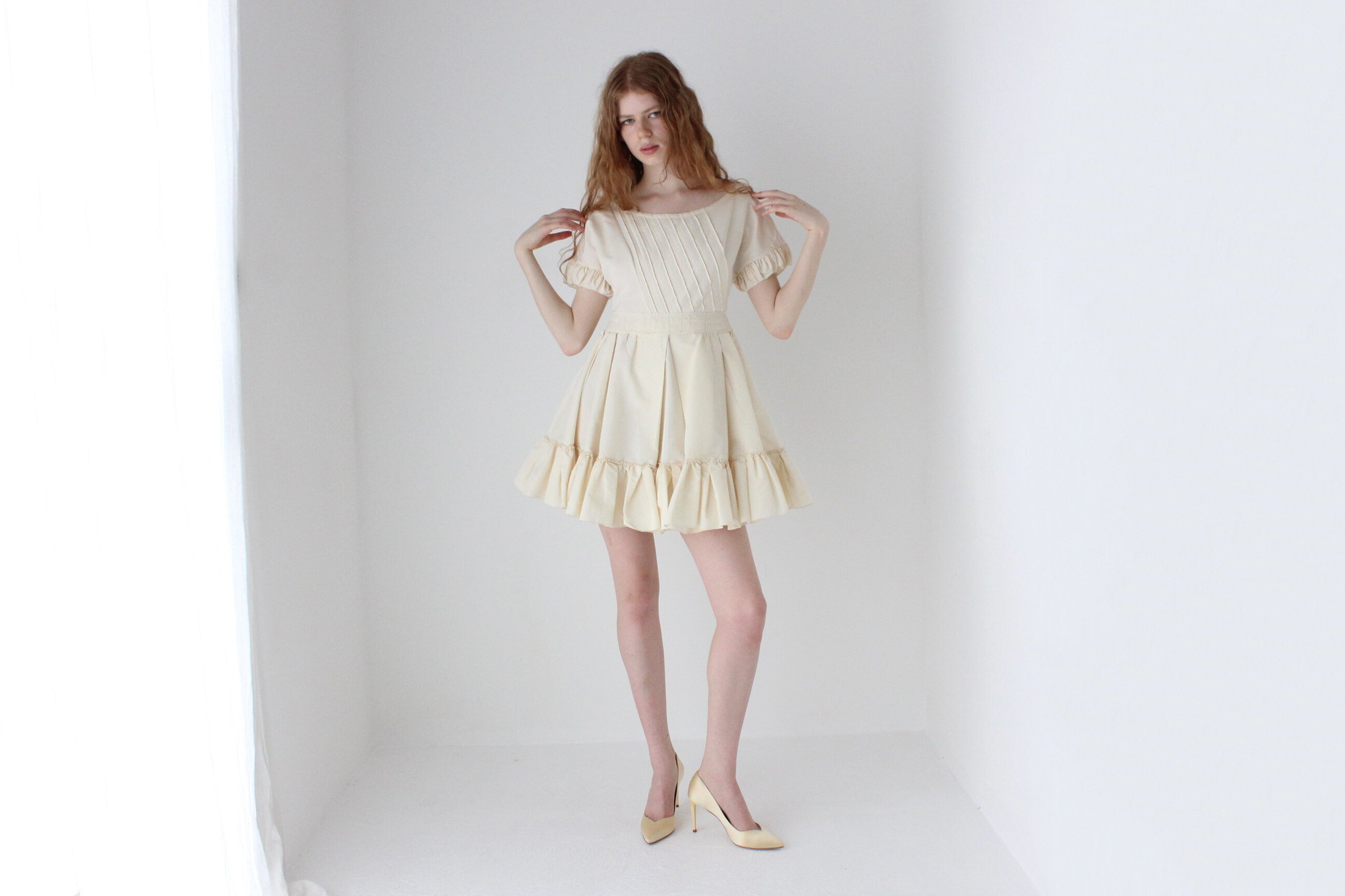 PRADA S/S 2008 Cream Silk Taffeta Puff & Ruffle Fairy Dress