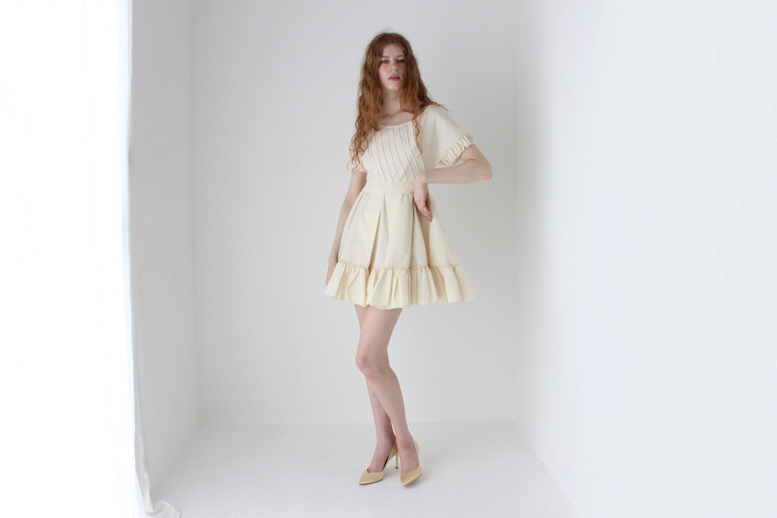 PRADA S/S 2008 Cream Silk Taffeta Puff & Ruffle Fairy Dress