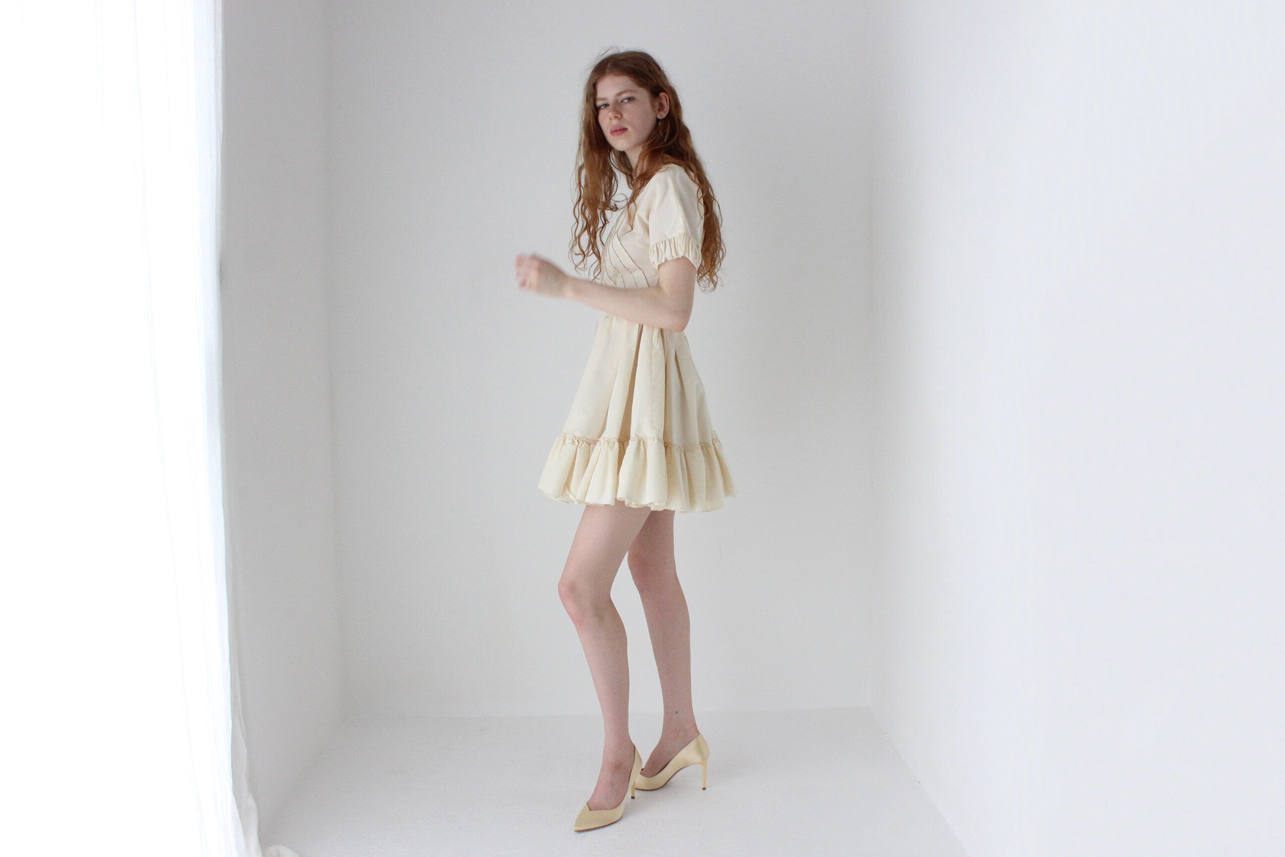 PRADA S/S 2008 Cream Silk Taffeta Puff & Ruffle Fairy Dress