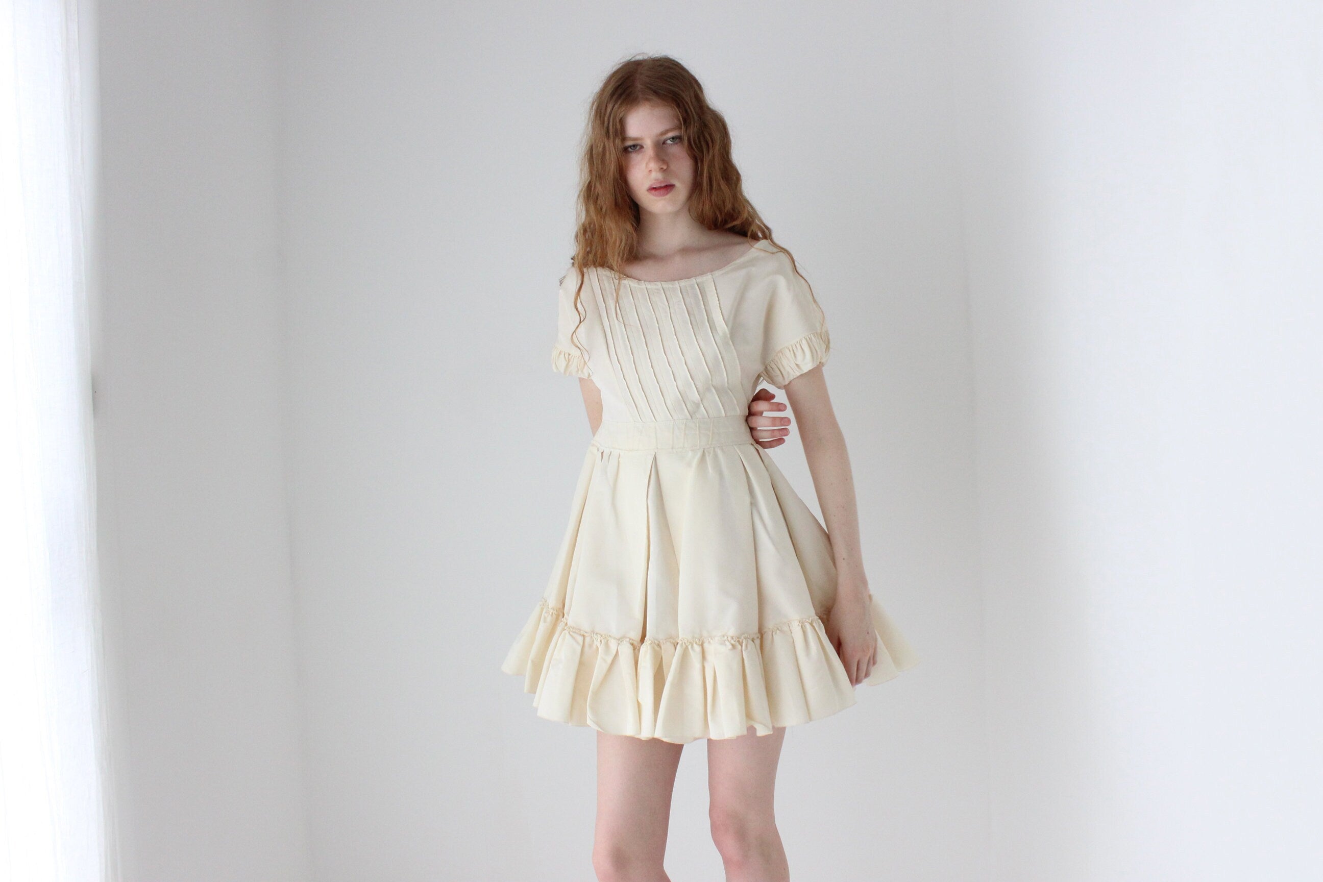 PRADA S/S 2008 Cream Silk Taffeta Puff & Ruffle Fairy Dress