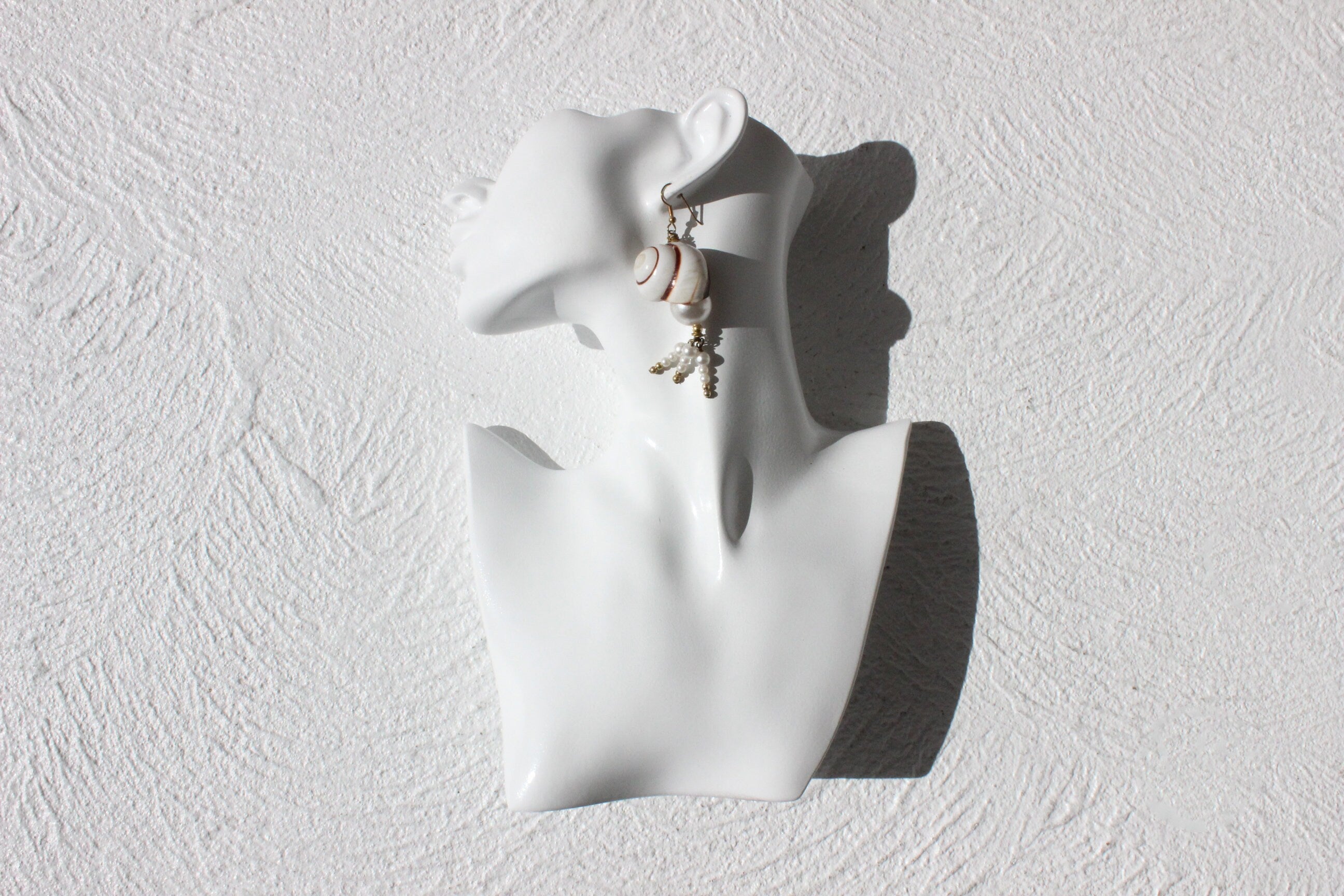 80s Seashell & Pearl Beach Wedding Abstract Dangly Earrings