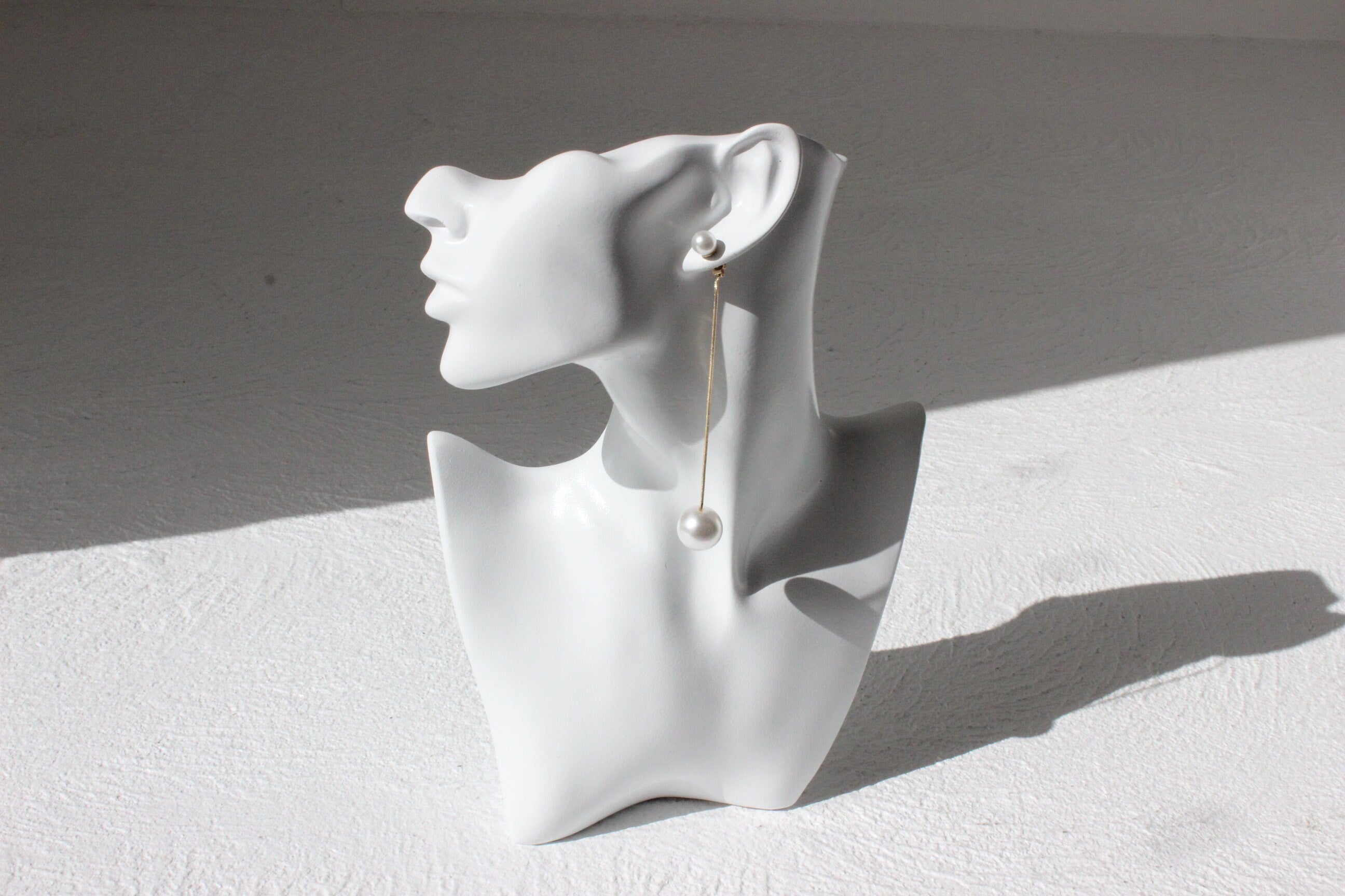 Modernist Pearl Long Chain Dangling Droplet Bridal Earrings