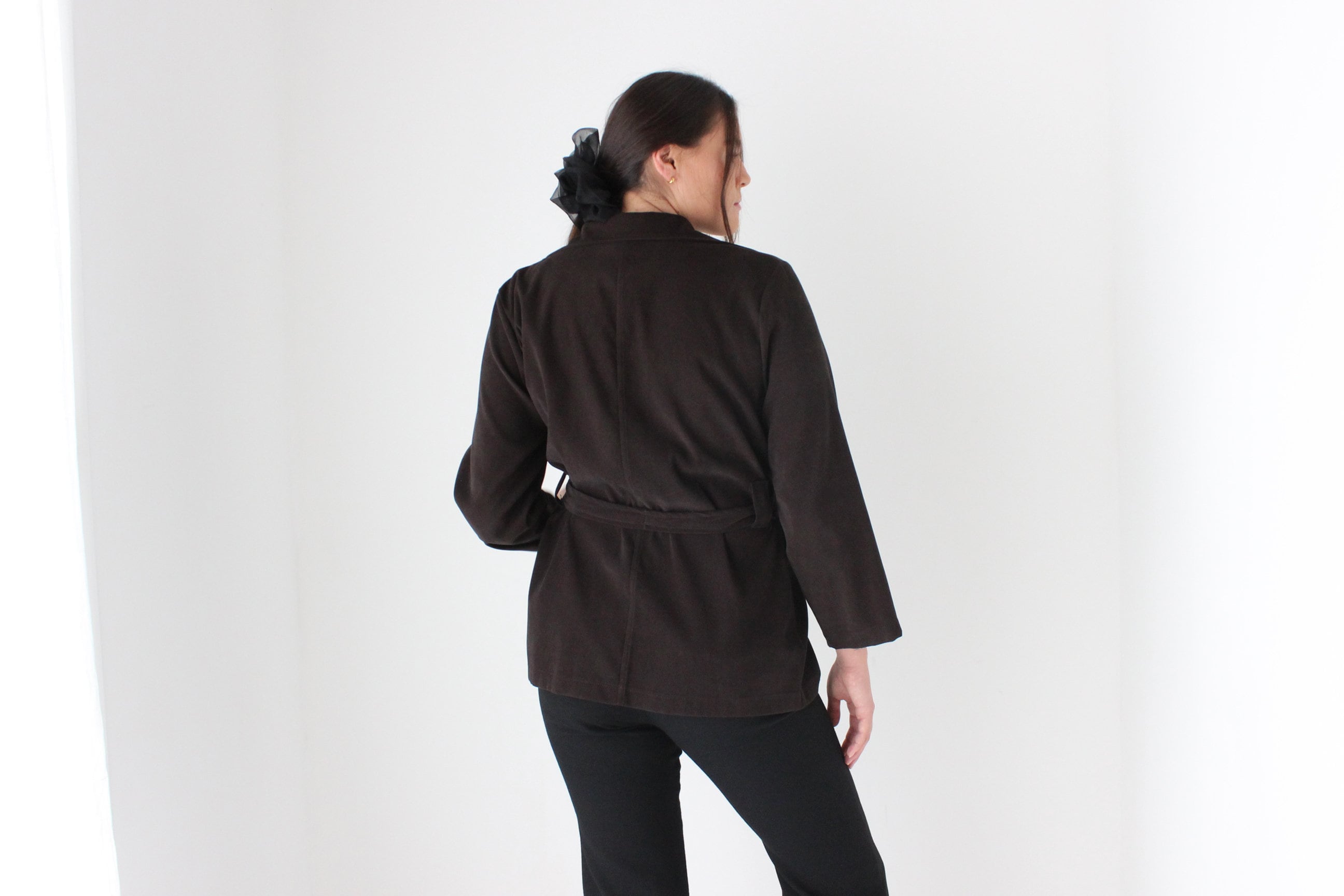 90s Does 70s Chocolate Waist Tie Jacket