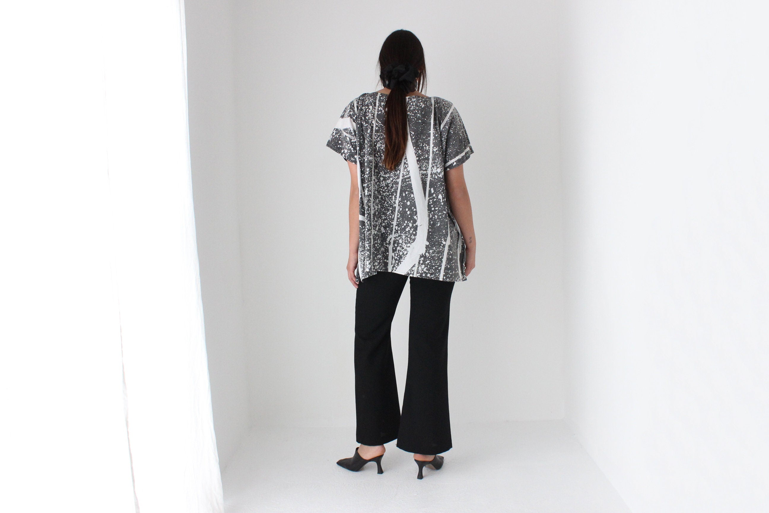 80s "Spatter" Cotton Kaftan Top or Mini