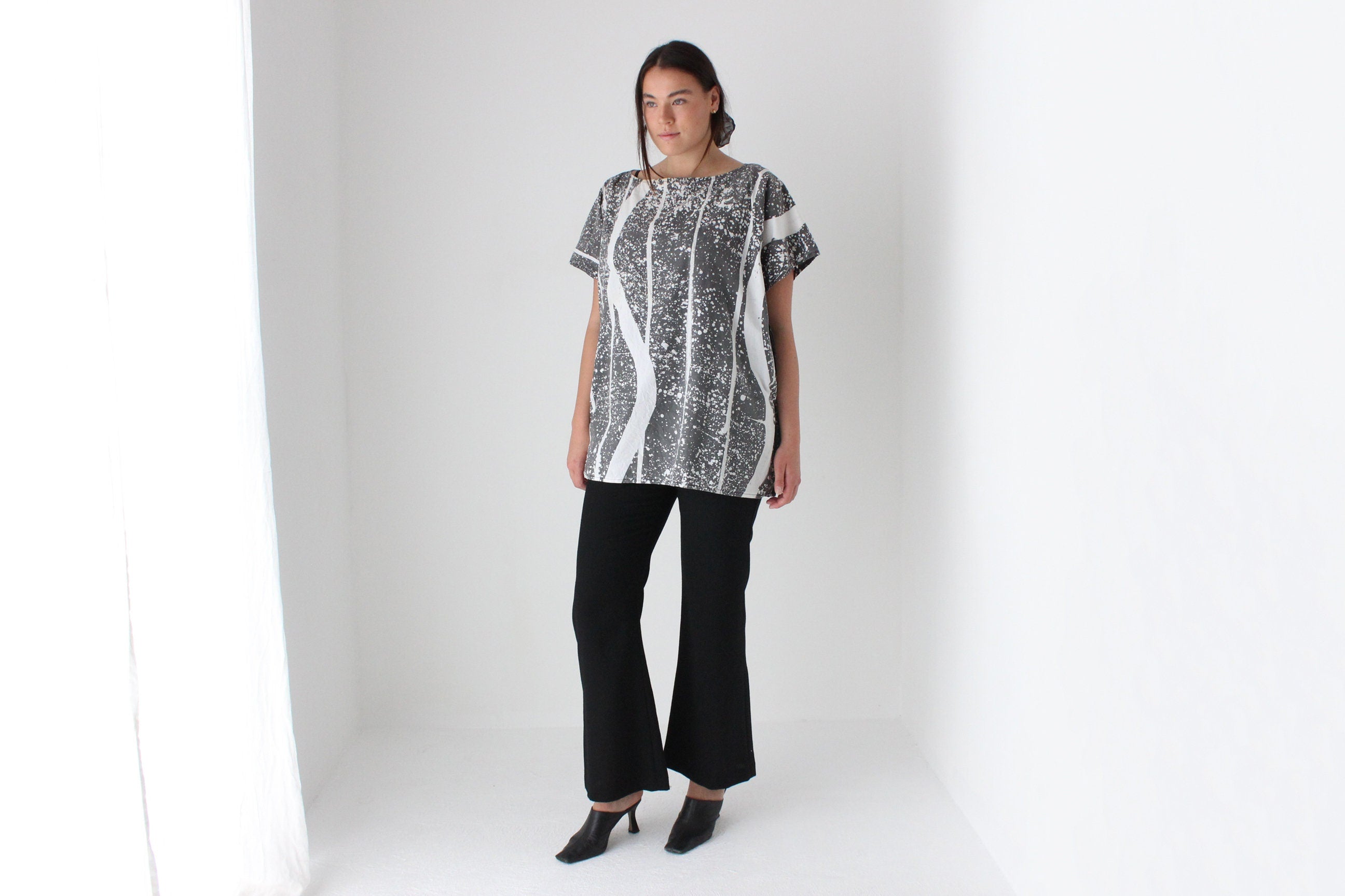 80s "Spatter" Cotton Kaftan Top or Mini