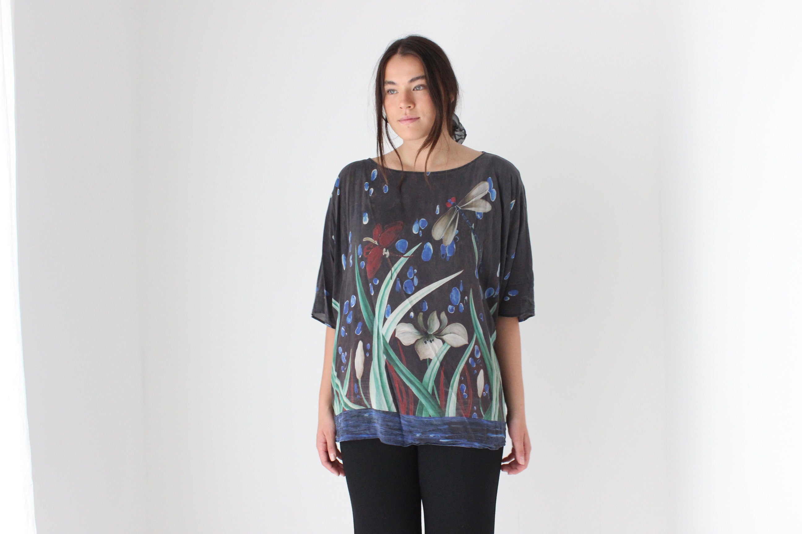 90s Marina Rinaldi Italian Art Silk Top