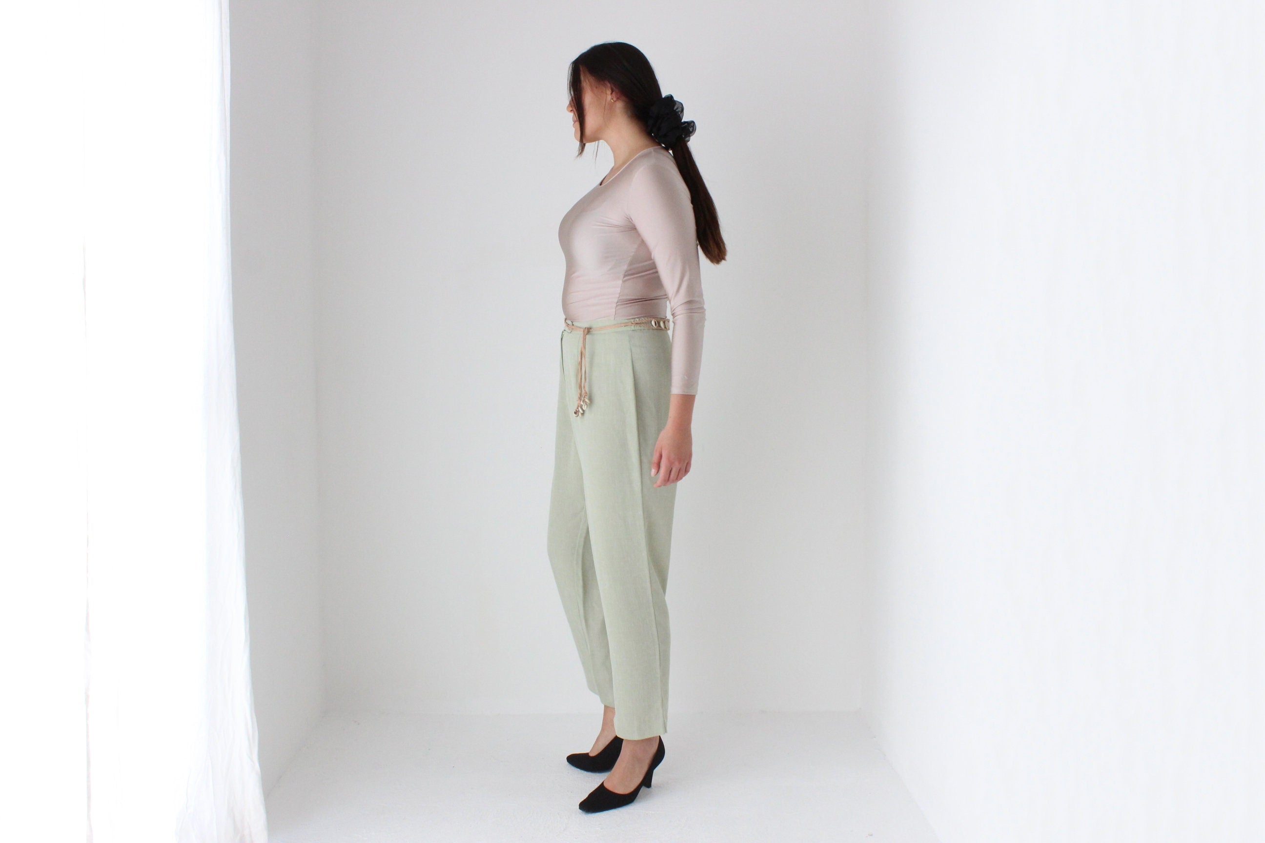 2000s Neutral Stretch Lycra Long Sleeve Top