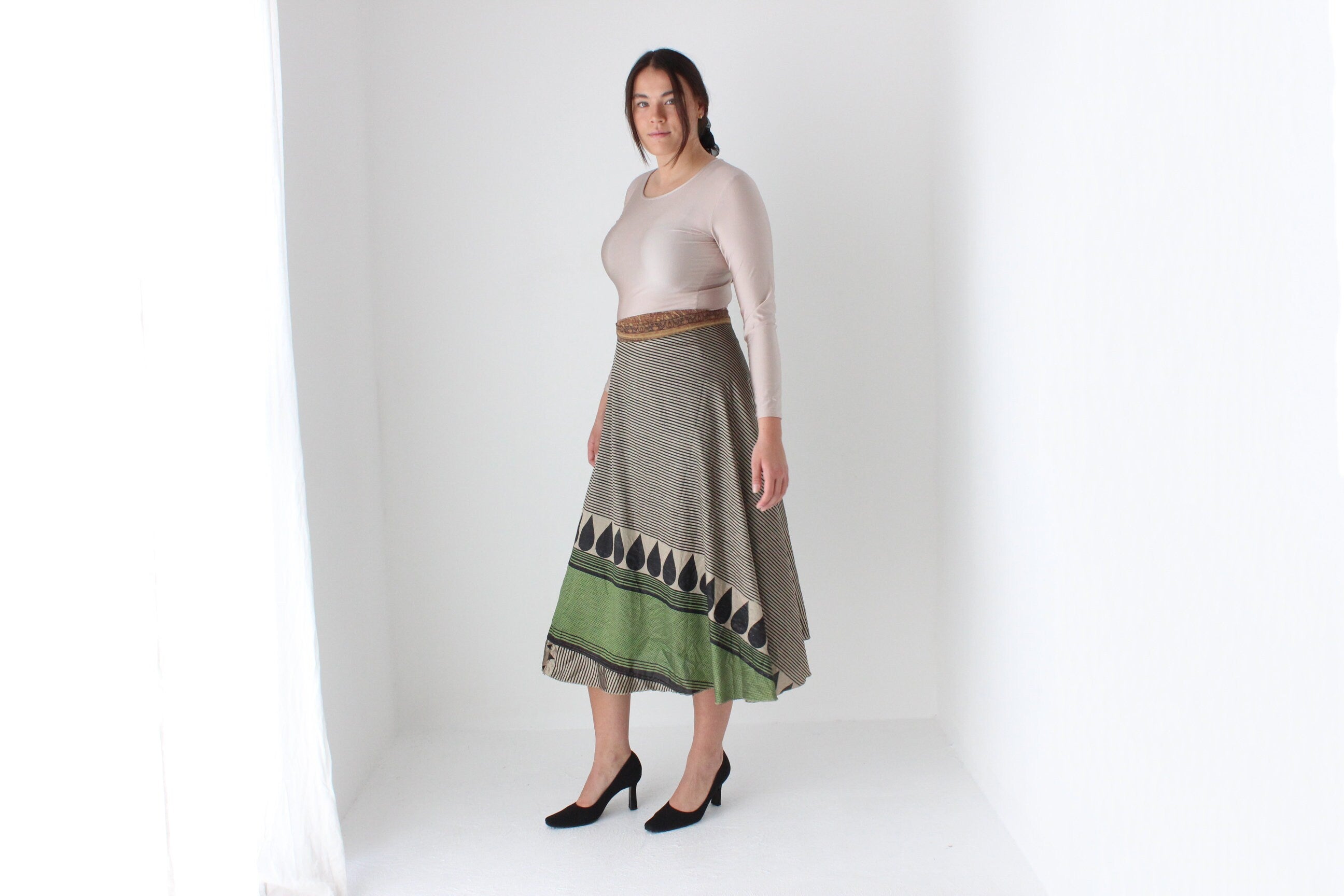 2000s Wearable Art Tie Up Free Size Wrap Skirt