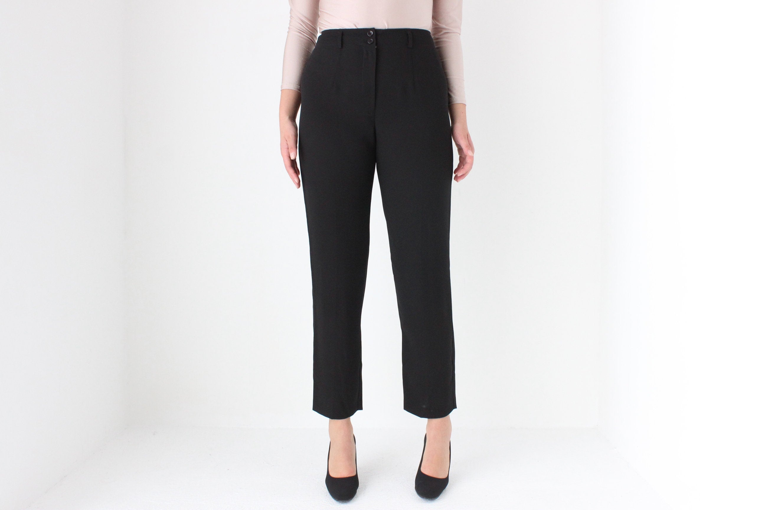 Vintage 90s Black Crepe Trousers by Equipment