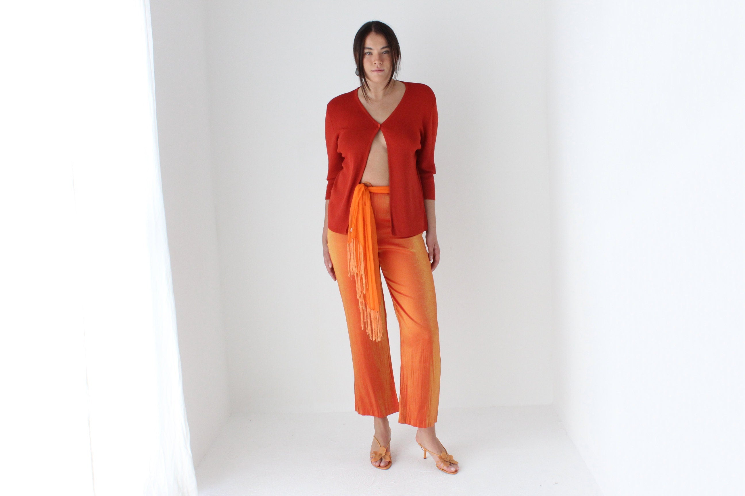 80s Metallic Orange Relaxed Pants