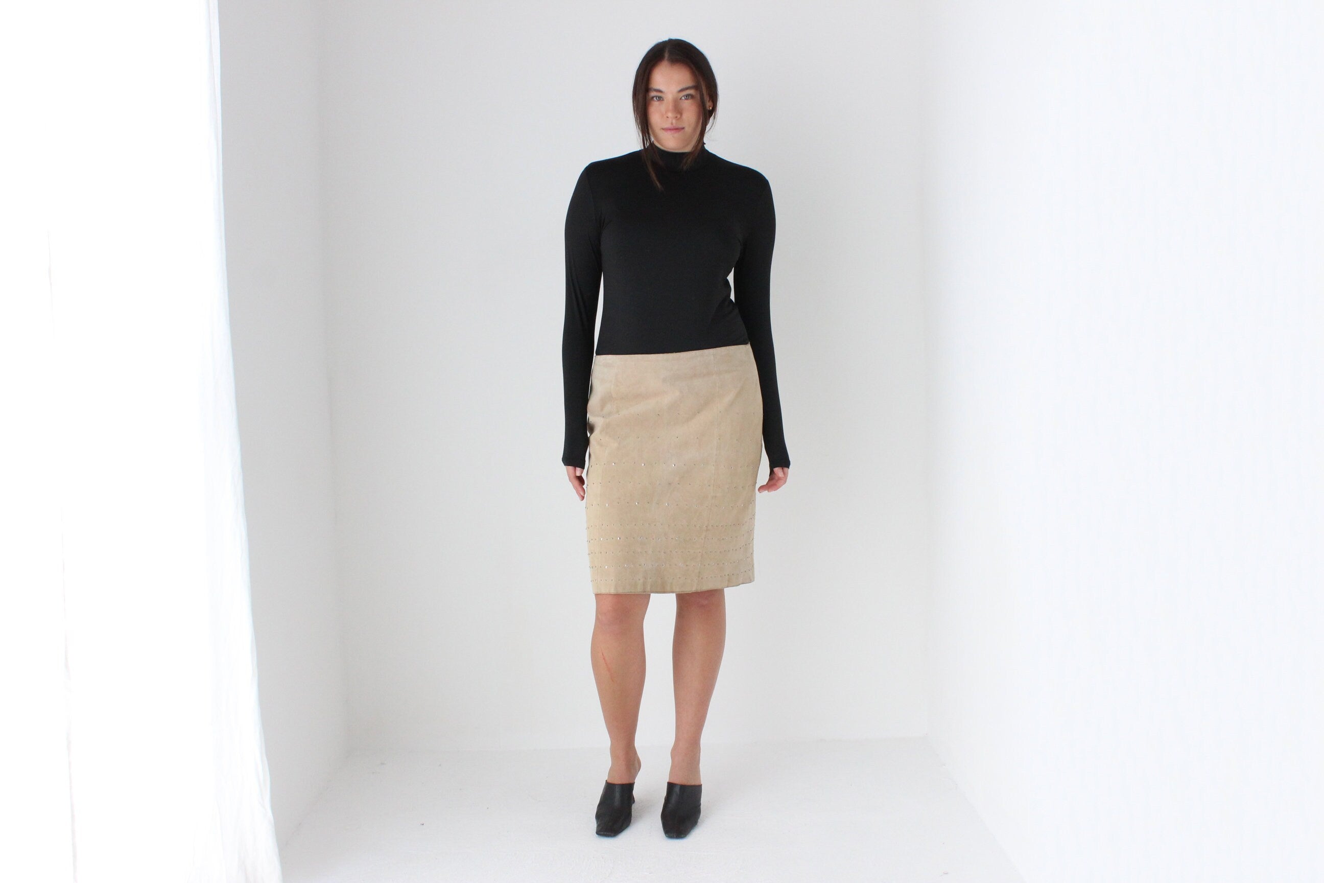 90s Sleek Minimal Stretch Black Lycra Top