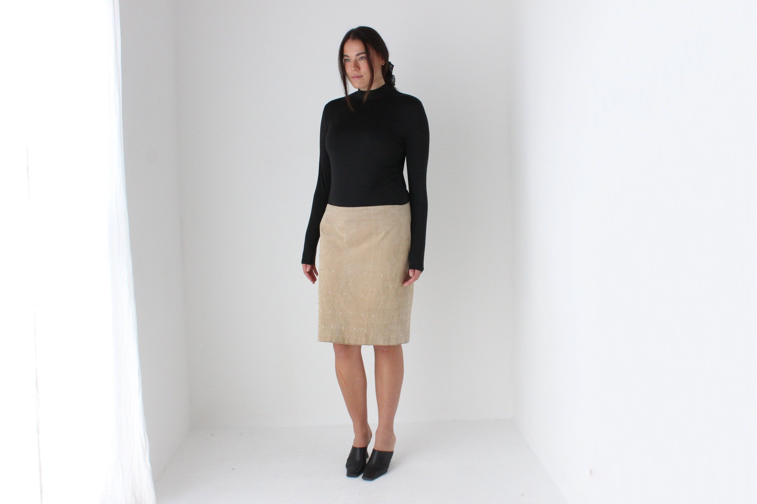 90s Sleek Minimal Stretch Black Lycra Top