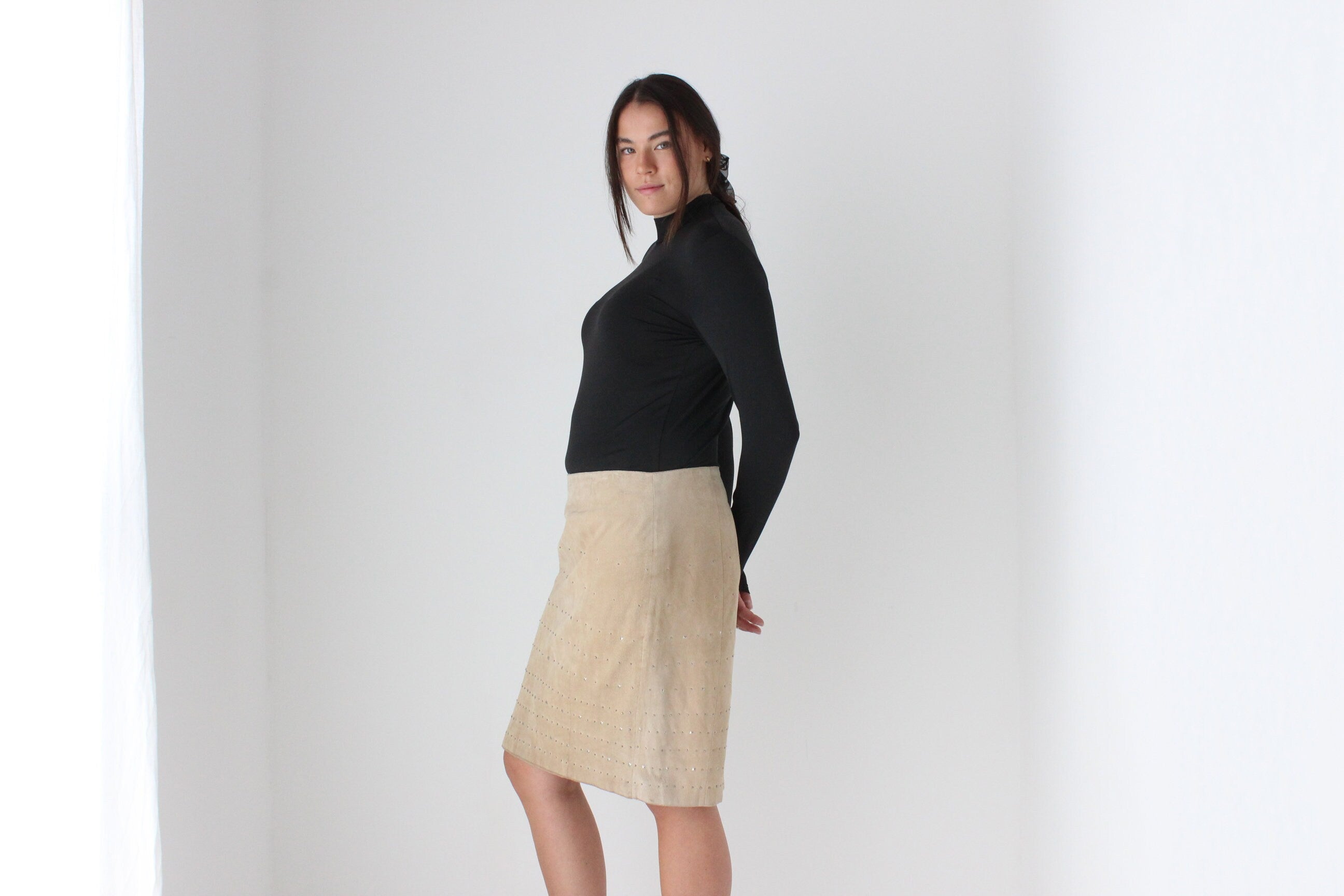 90s Sleek Minimal Stretch Black Lycra Top