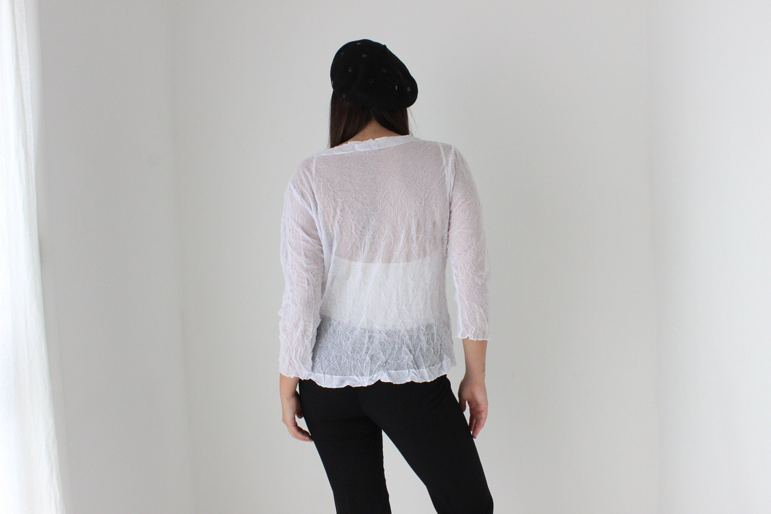 Y2K Sheer White Mesh Top