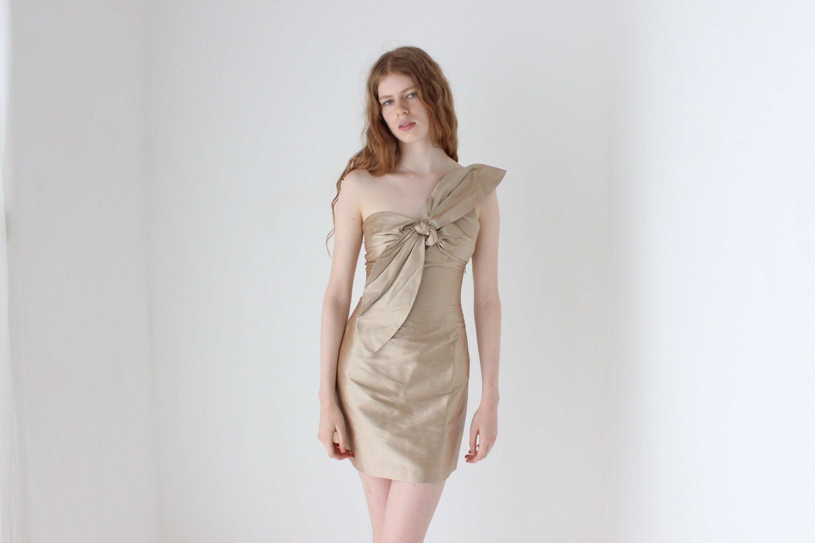 Y2K Jayson Brundson Pure Silk 3D Bow Fitted Mini