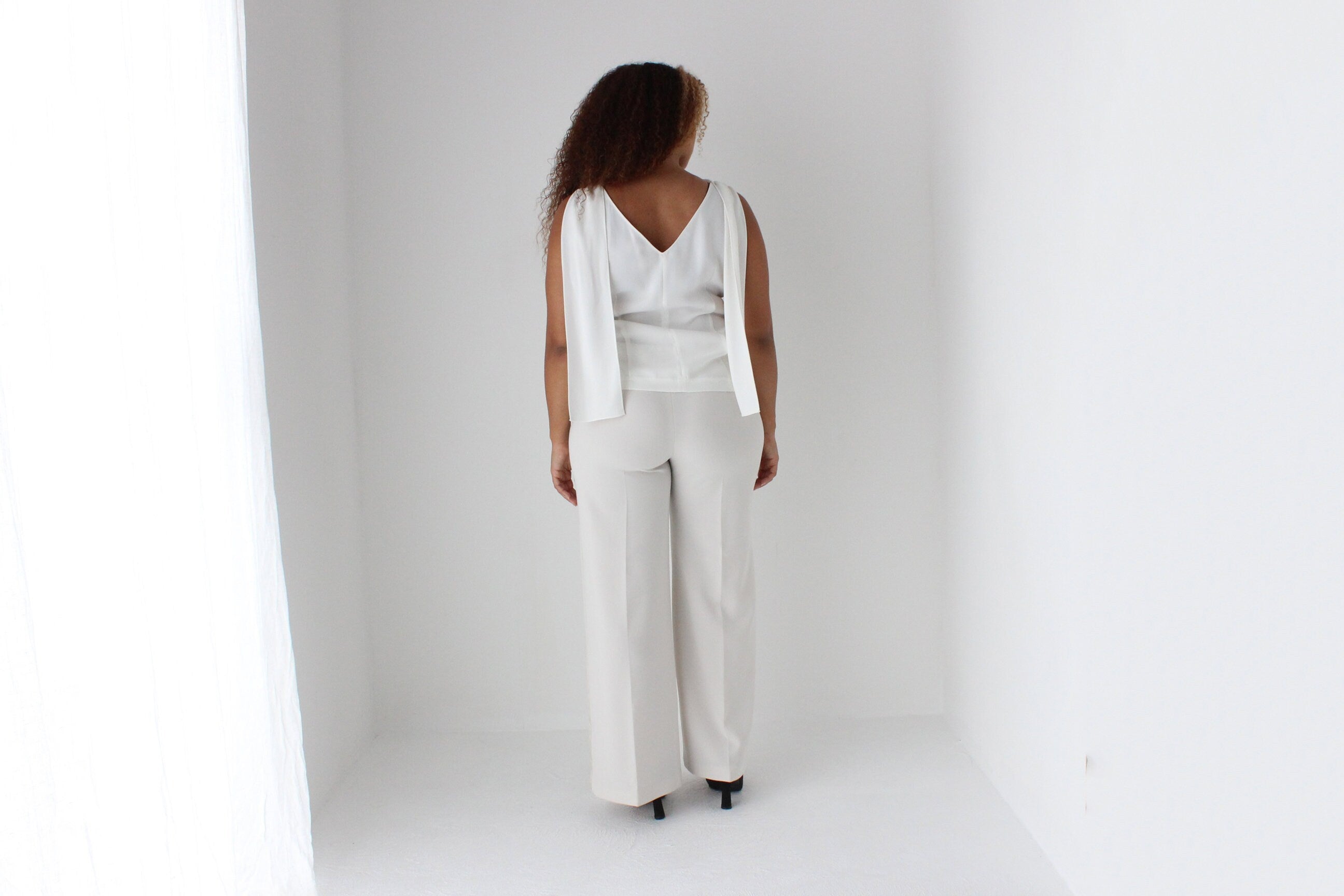 2000s Moschino Ivory Draped Neck Bridal Top