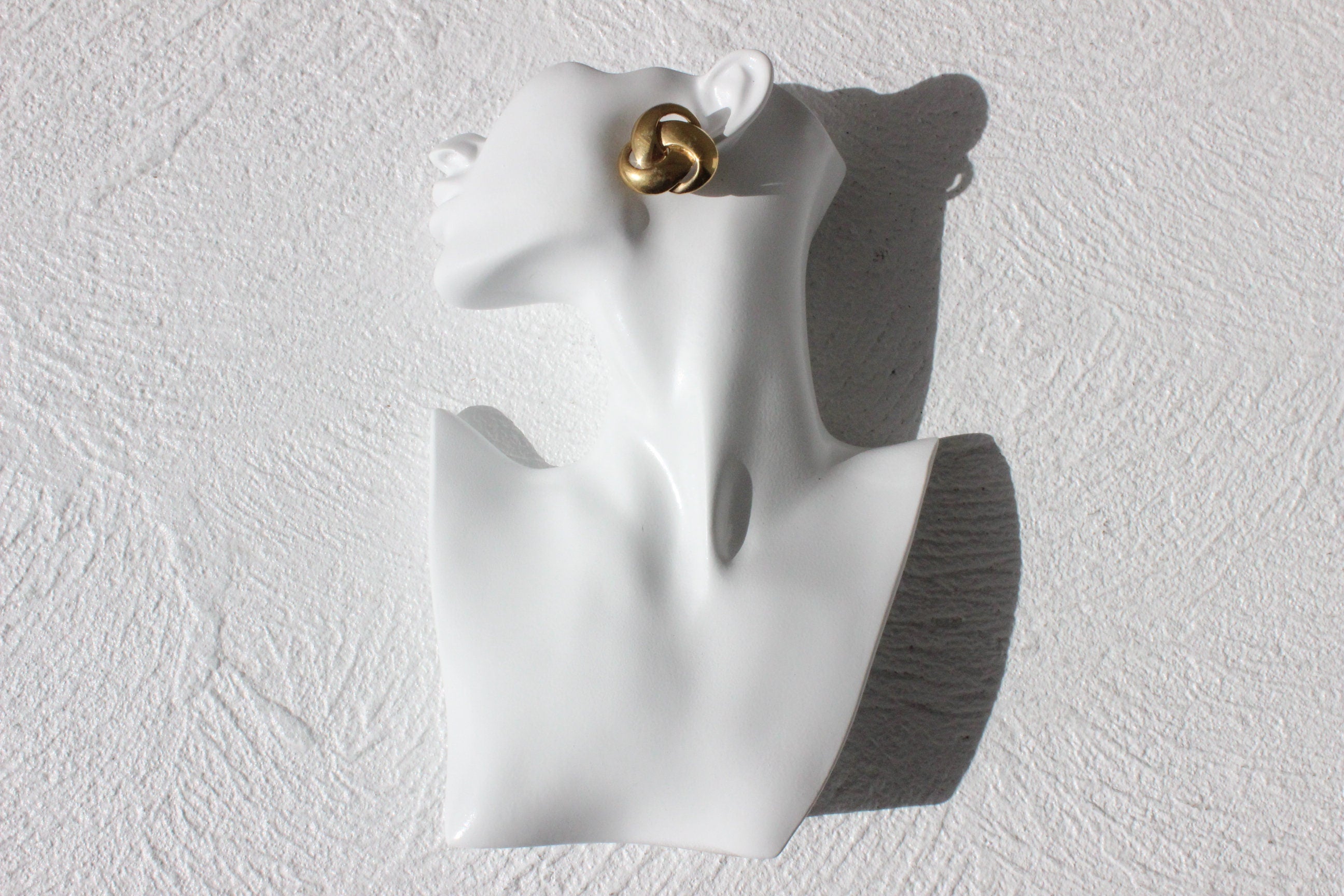 80s Modernist Chunky Gold 'Knots' Oversized Clip On Earrings