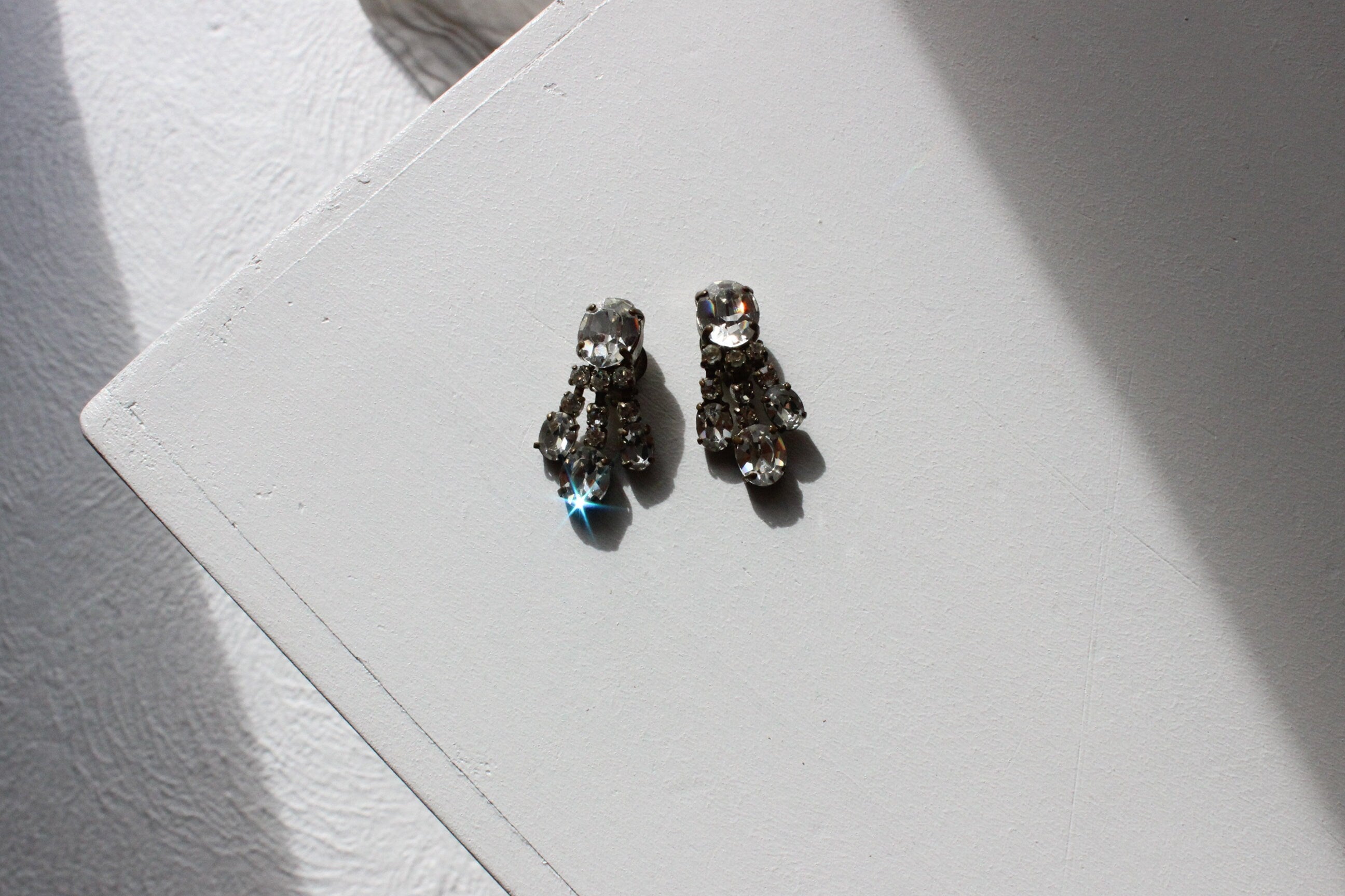 1930s Art Deco Crystal Chandelier Clip On Earrings