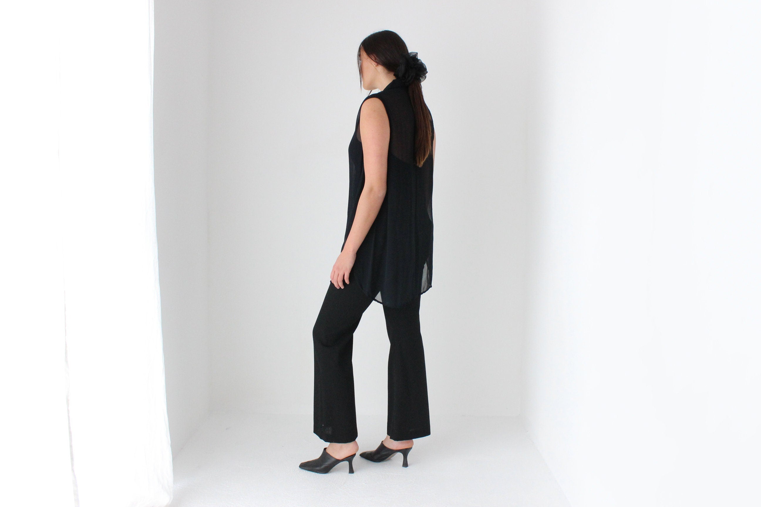 90s Sheer Gauze Button Up