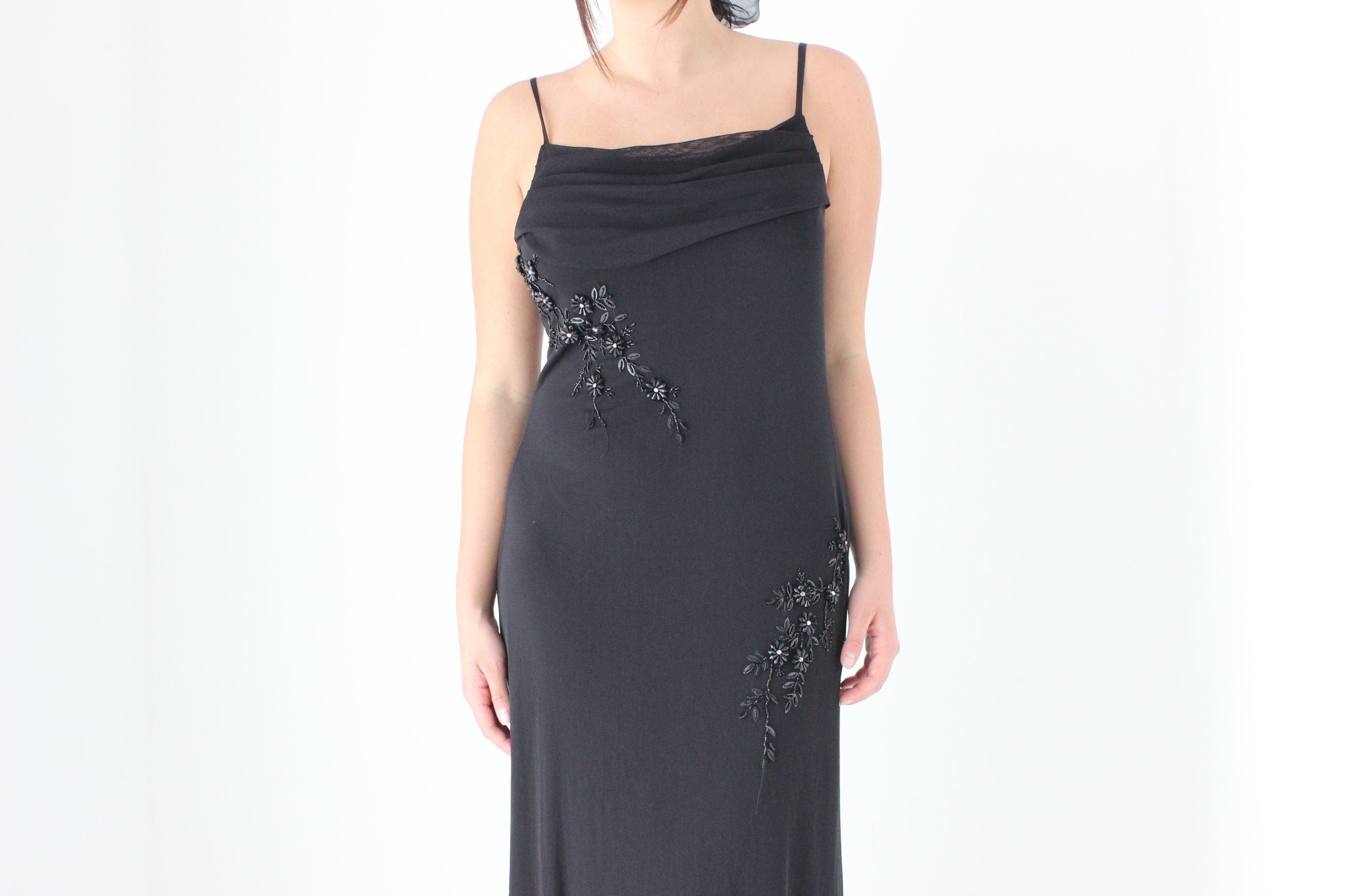 90s Mesh Formal Dress w/ Sequins & Beading