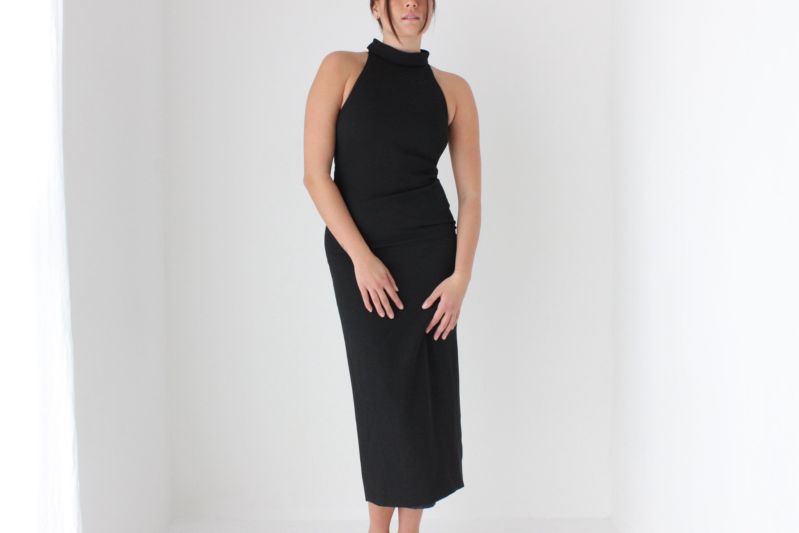 90s Vintage Cue Elegant Crepe Cocktail Dress