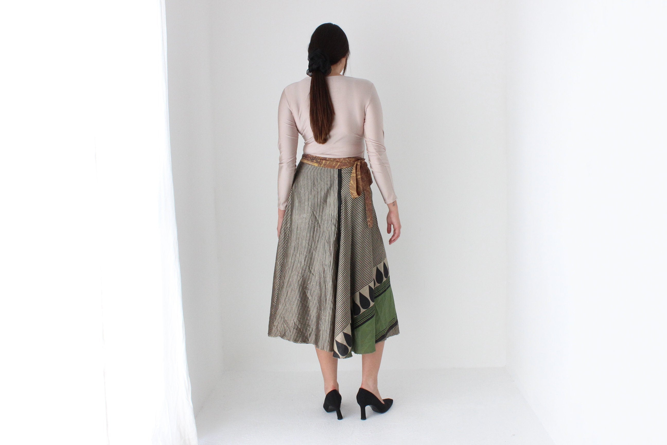 2000s Wearable Art Tie Up Free Size Wrap Skirt