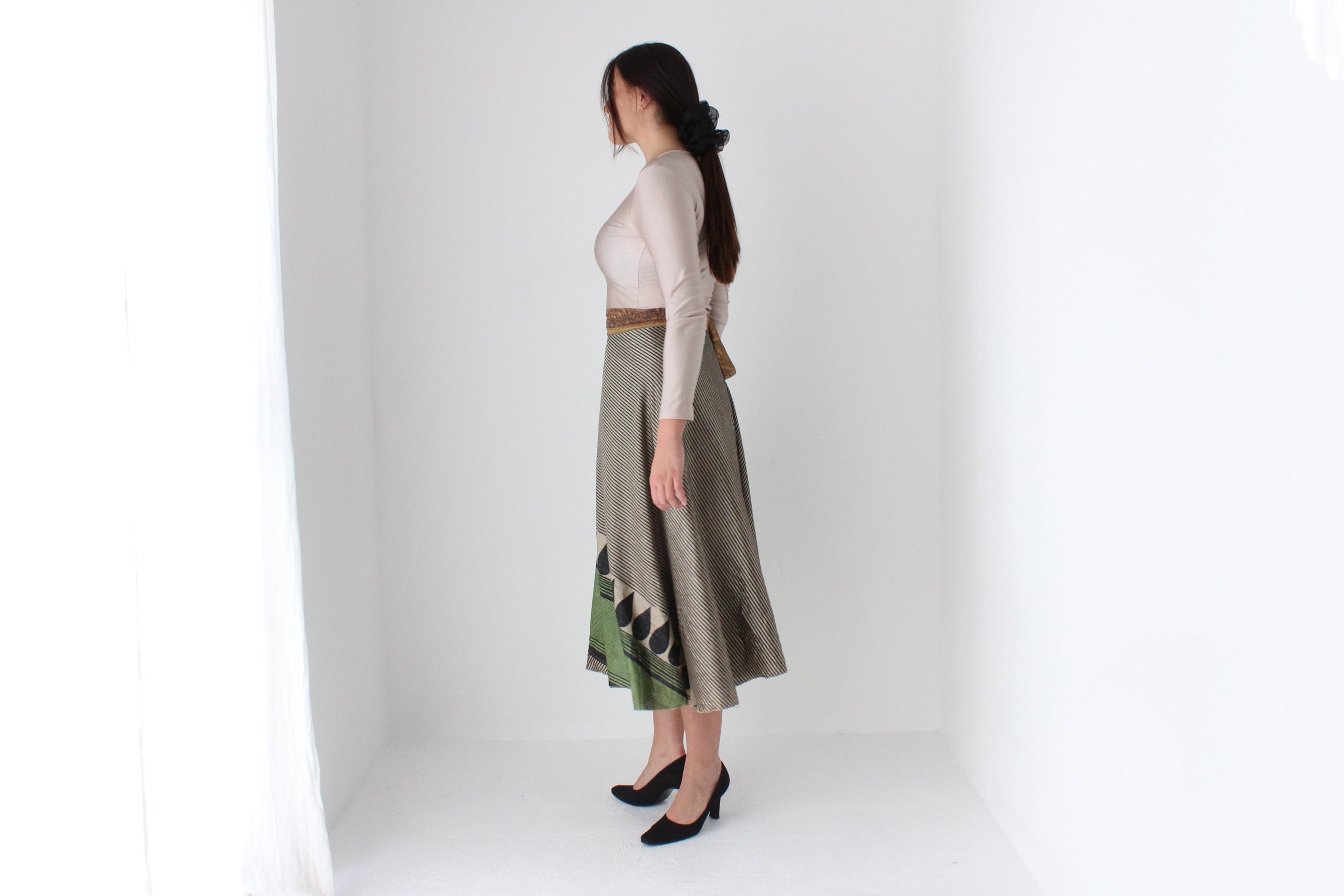 2000s Wearable Art Tie Up Free Size Wrap Skirt