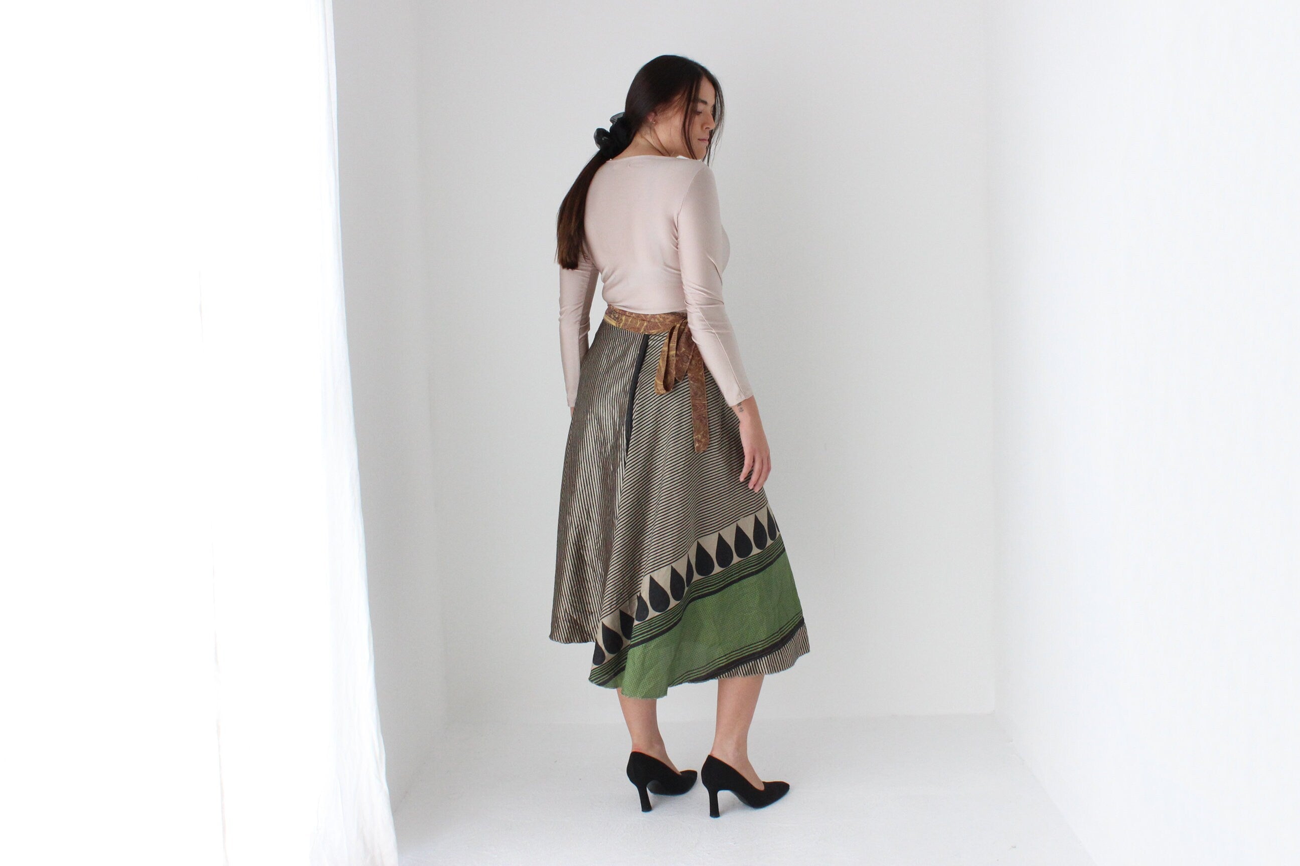 2000s Wearable Art Tie Up Free Size Wrap Skirt